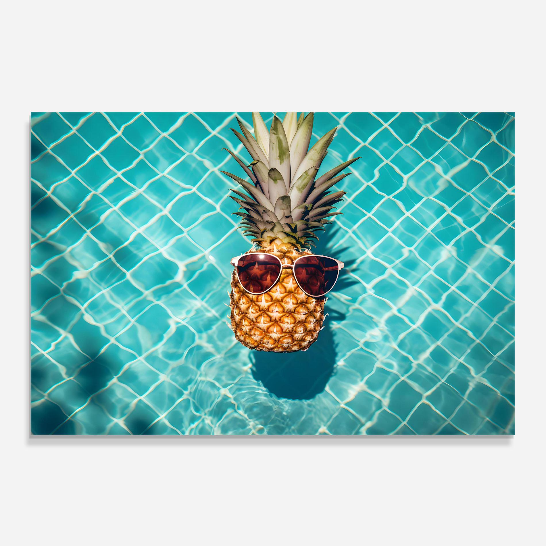 Стъклен панел за кухня Pineapple In Pool mockup 0