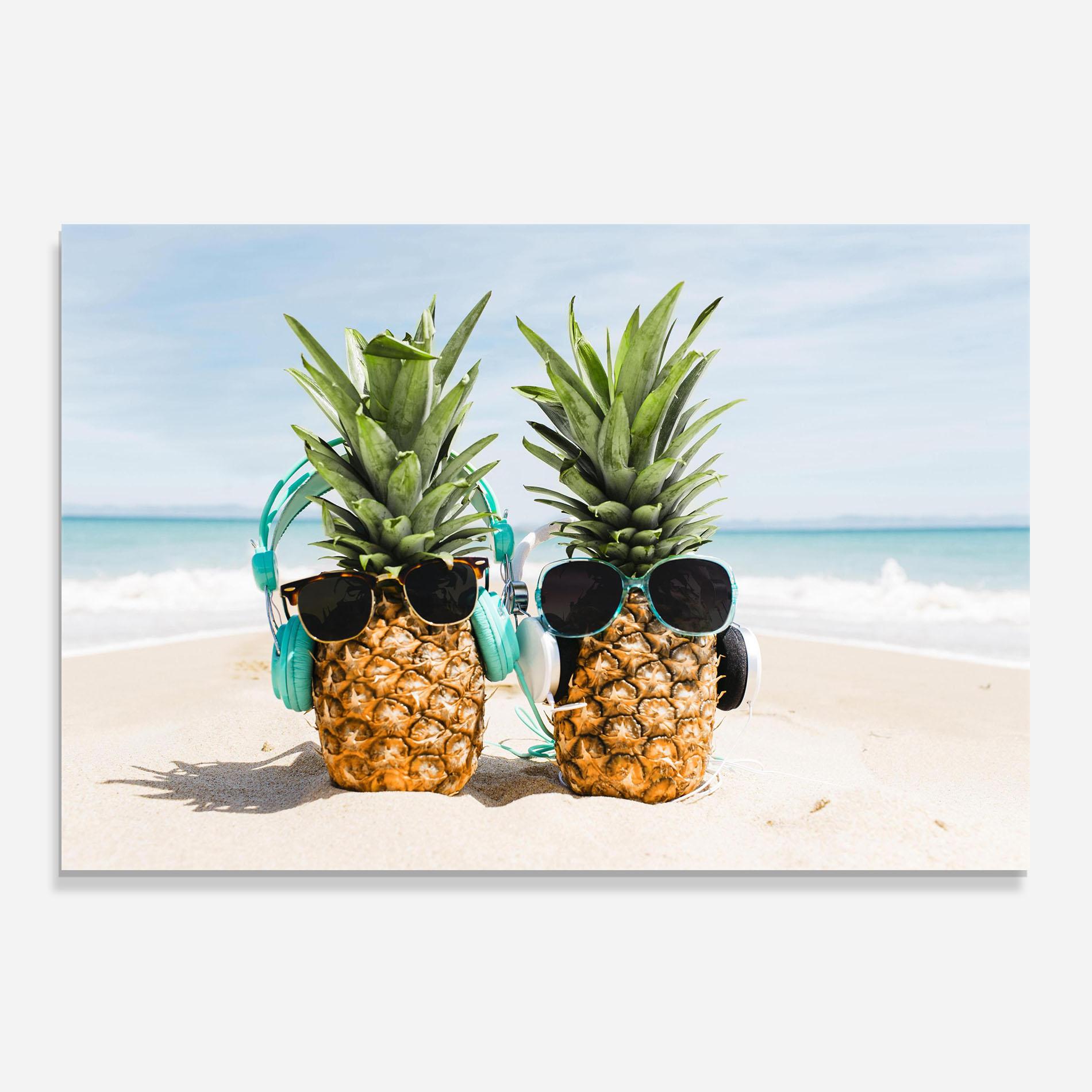 Стъклен панел за кухня Pineapples With Sunglasses mockup 0