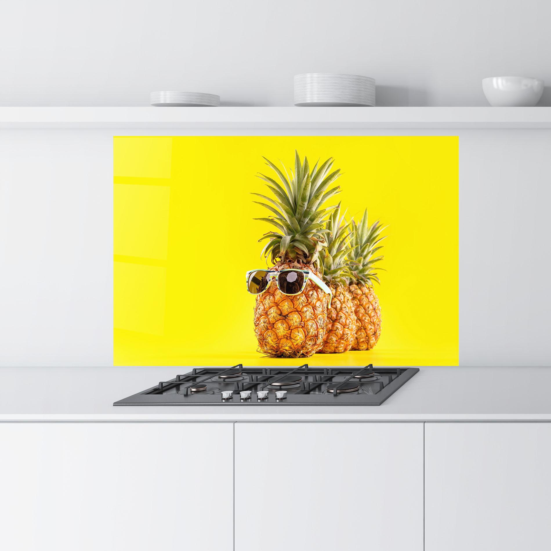 Стъклен панел за кухня Pineapple Looking Up mockup 9