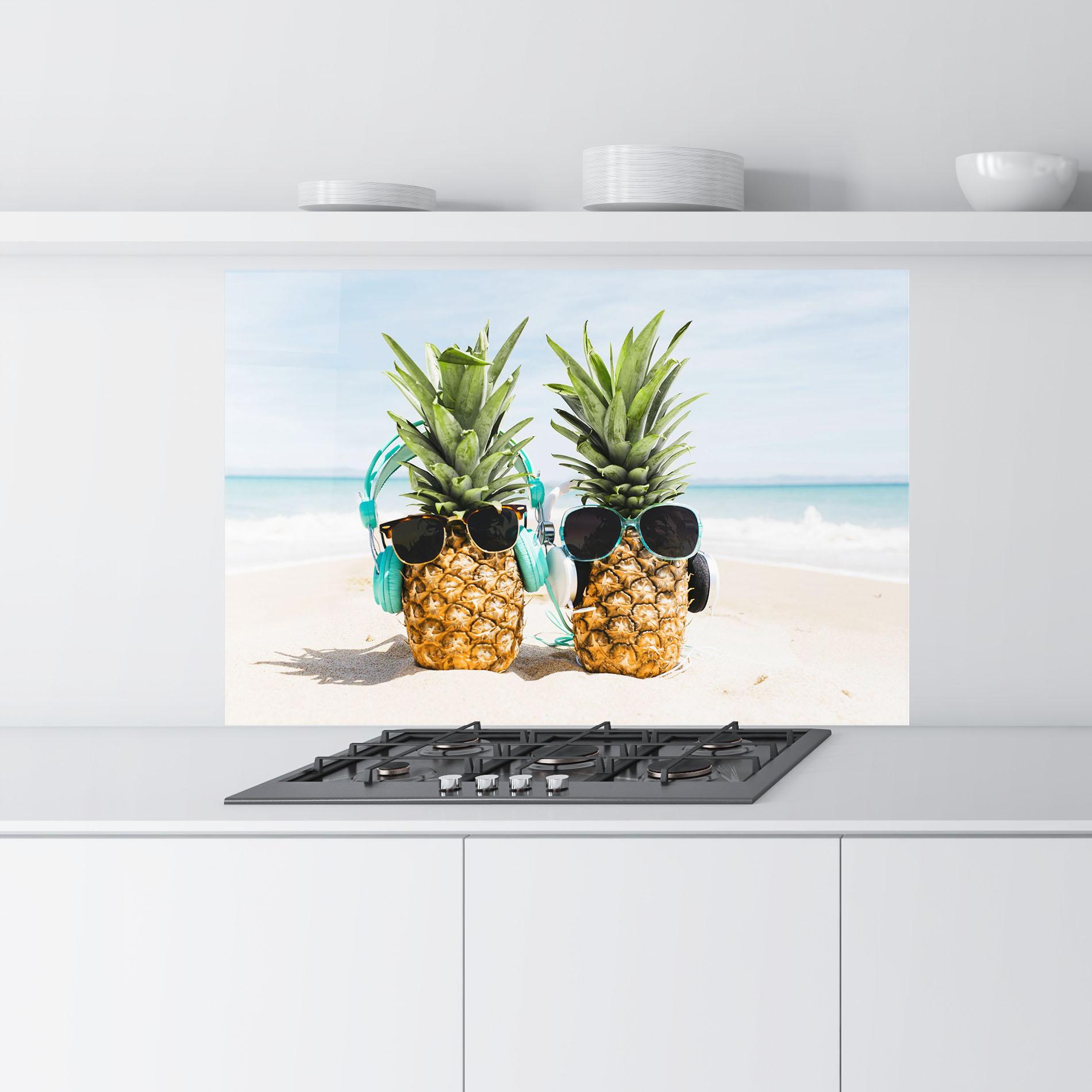 Стъклен панел за кухня Pineapples With Sunglasses mockup 9
