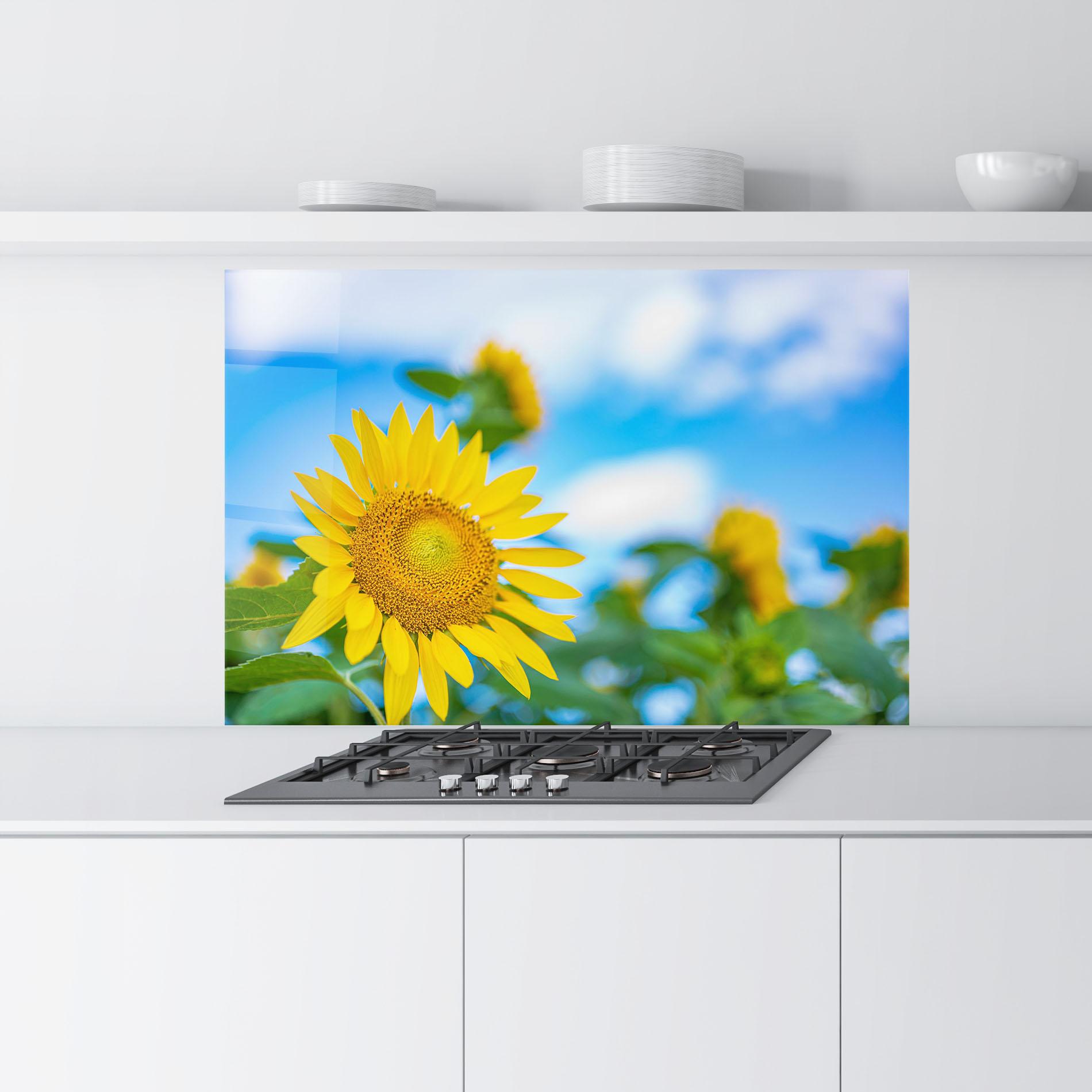 Стъклен панел за кухня Sunflower Sky mockup 9