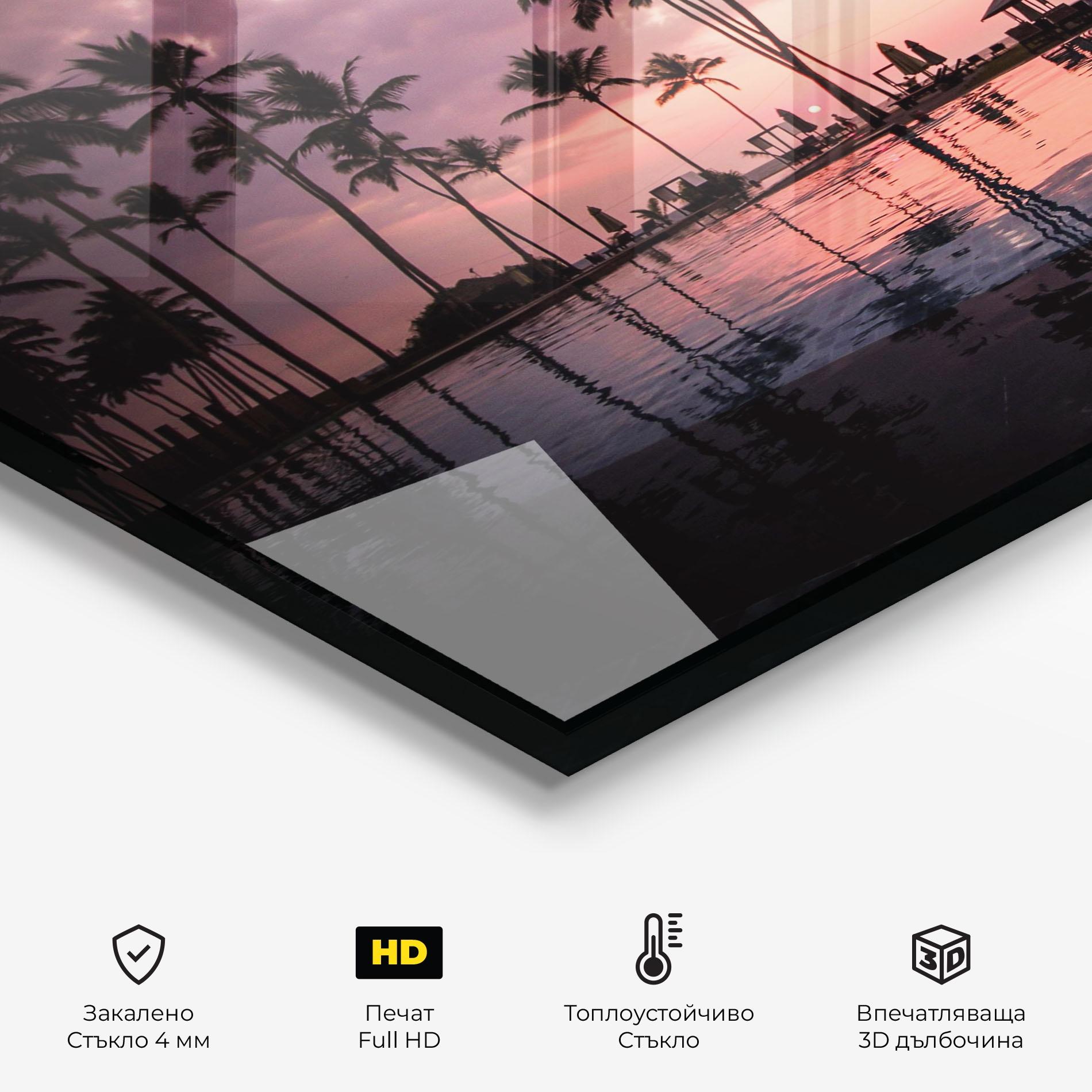 Стъклен панел за кухня Purple Sunset mockup 2