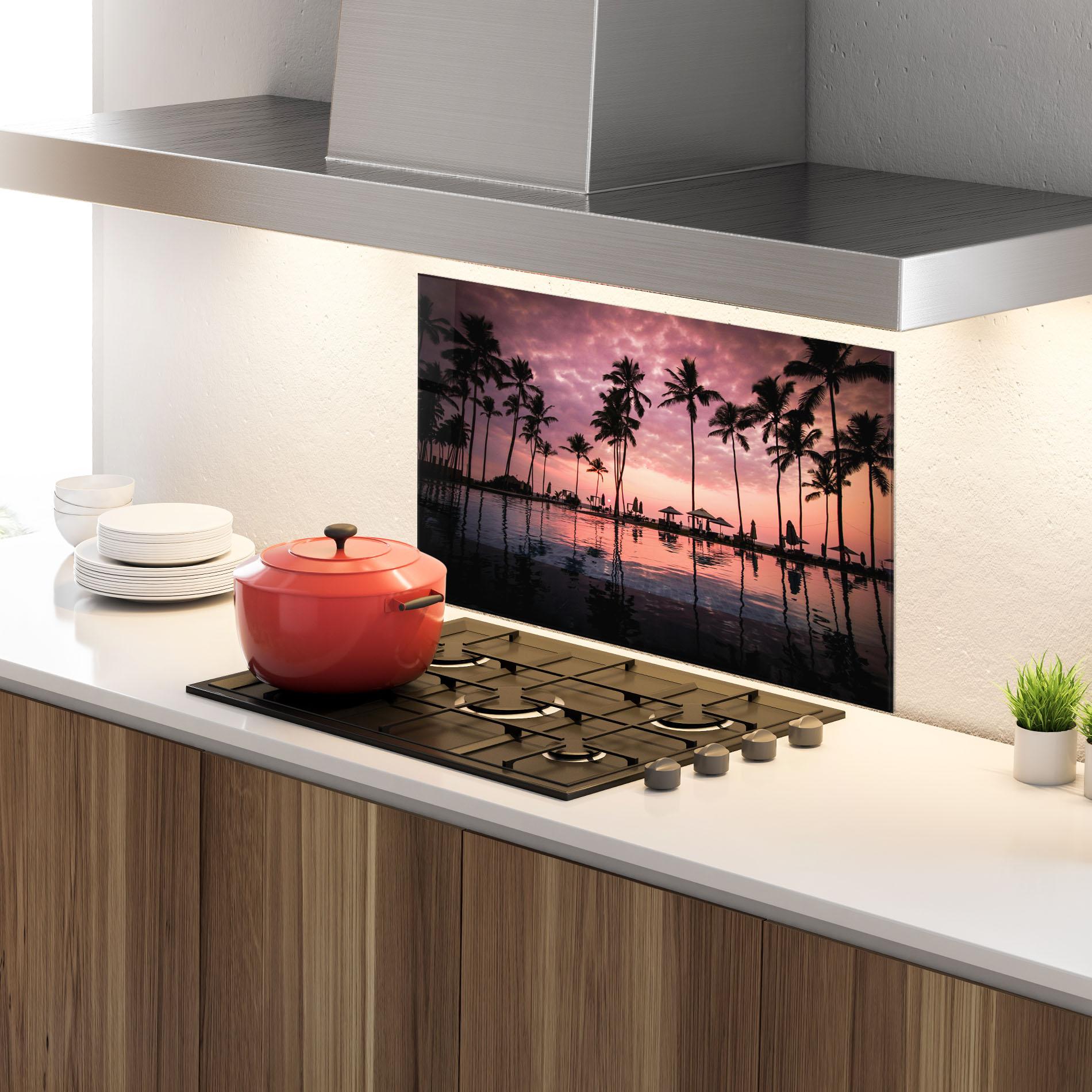 Стъклен панел за кухня Purple Sunset mockup 4