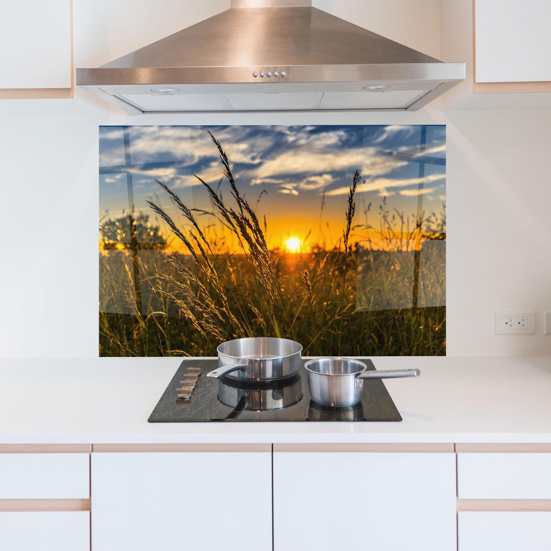 Стъклен панел за кухня Wheat Sunset mockup 5