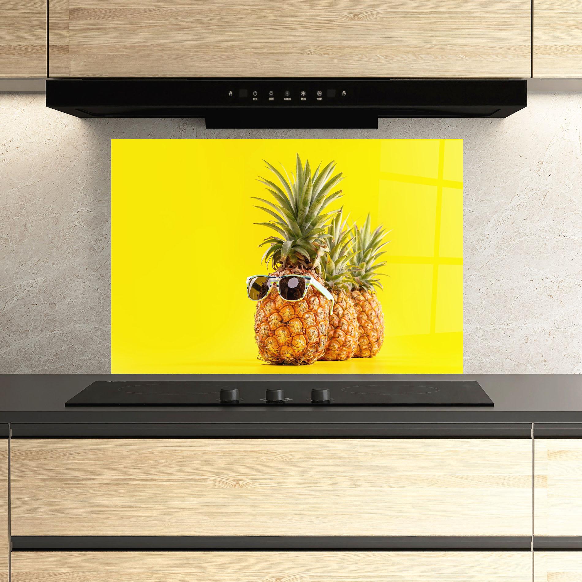 Стъклен панел за кухня Pineapple Looking Up mockup 3