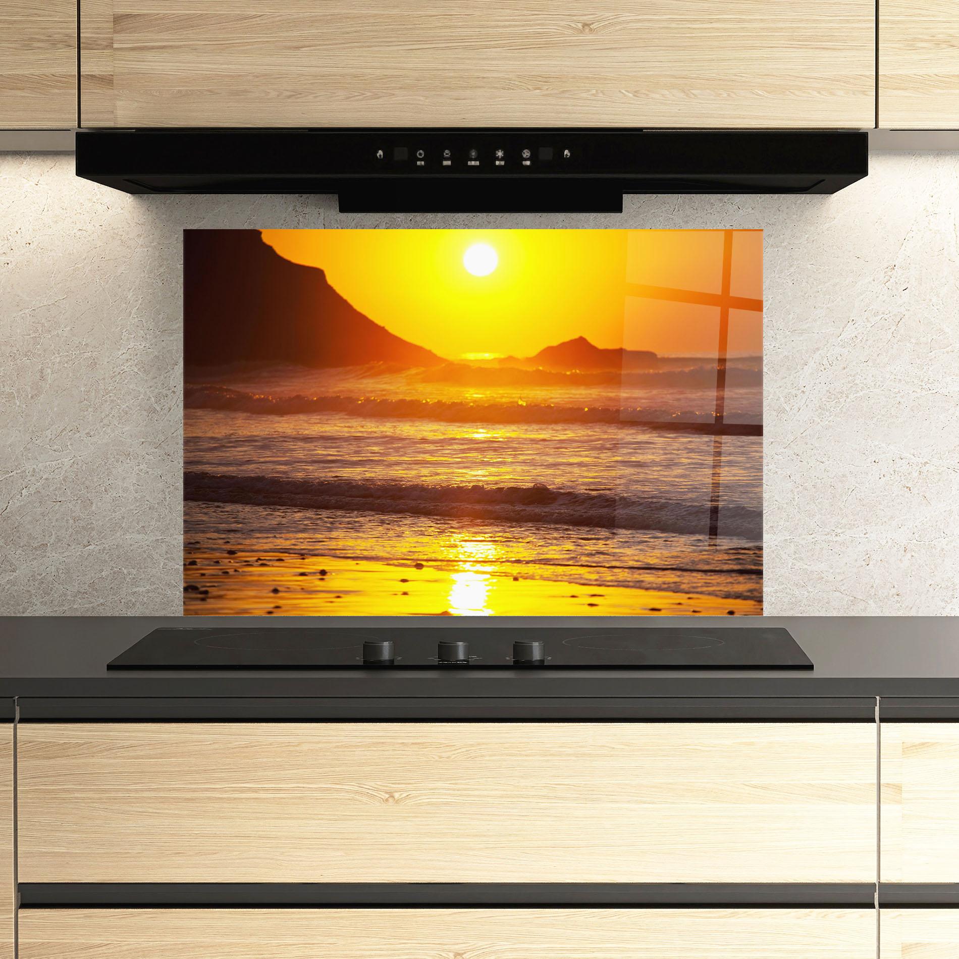 Стъклен панел за кухня Sea Sunset mockup 3