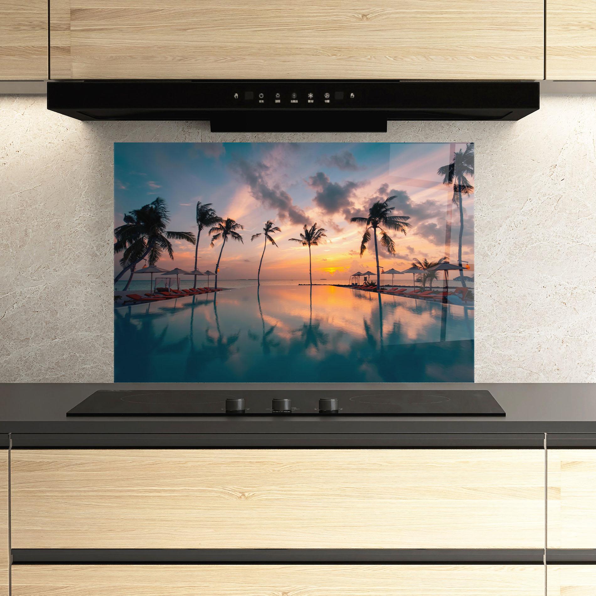 Стъклен панел за кухня Tropical Beach mockup 3