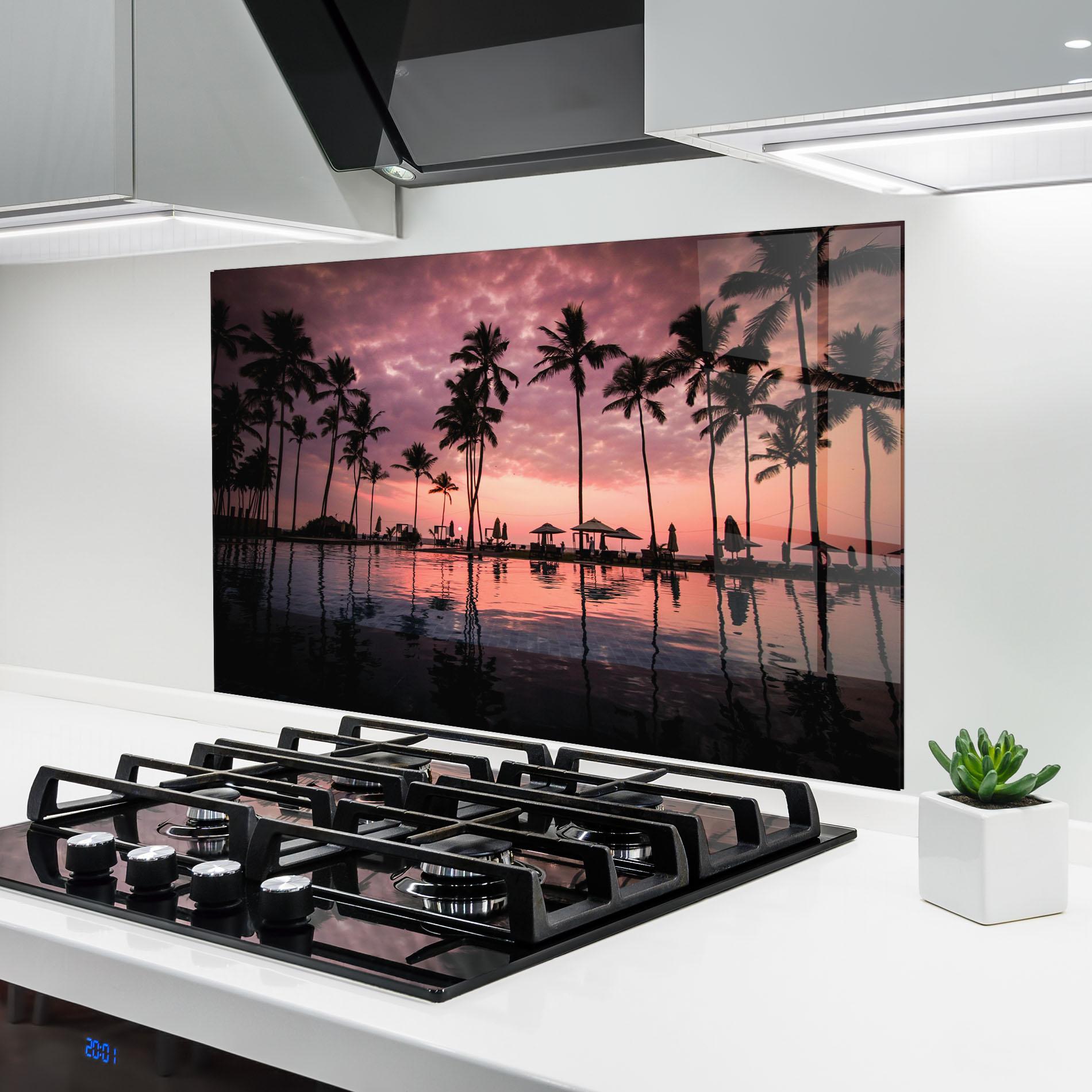 Стъклен панел за кухня Purple Sunset mockup 6