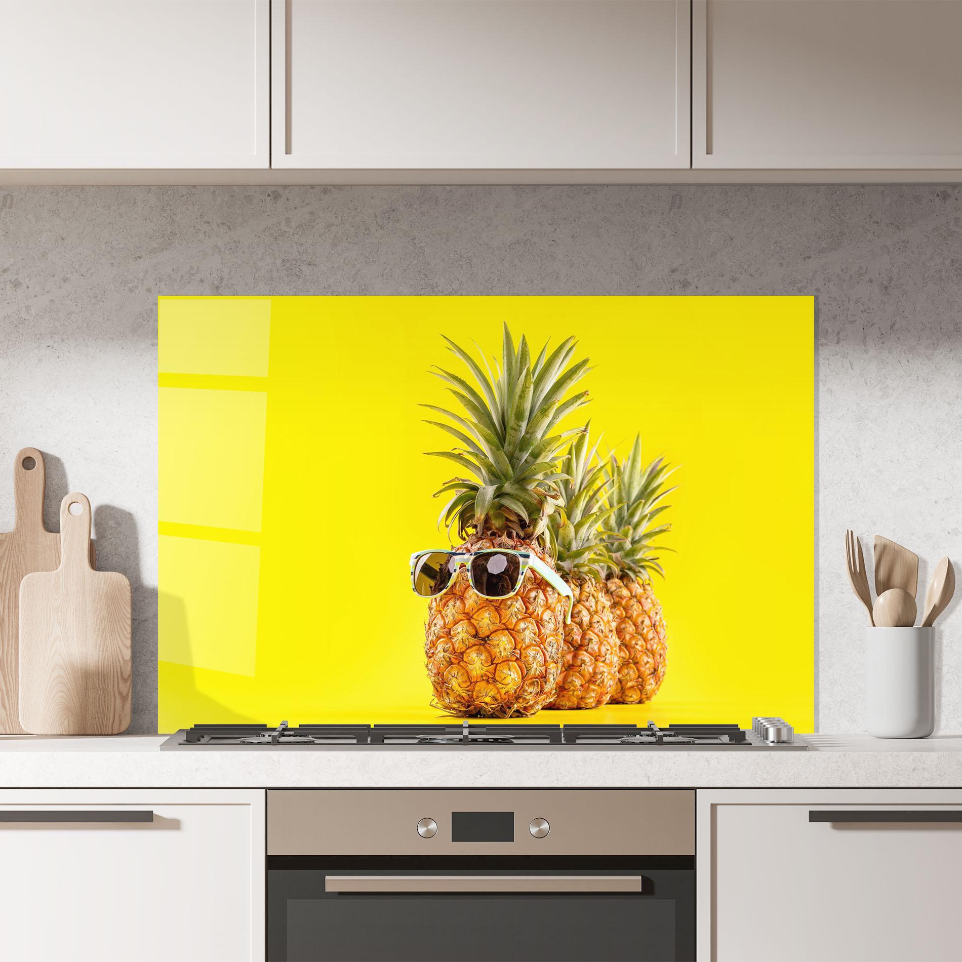 Стъклен панел за кухня Pineapple Looking Up mockup 7