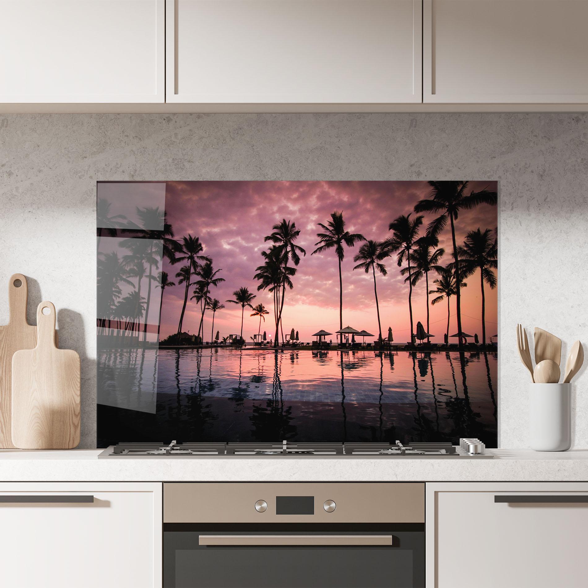 Стъклен панел за кухня Purple Sunset mockup 7