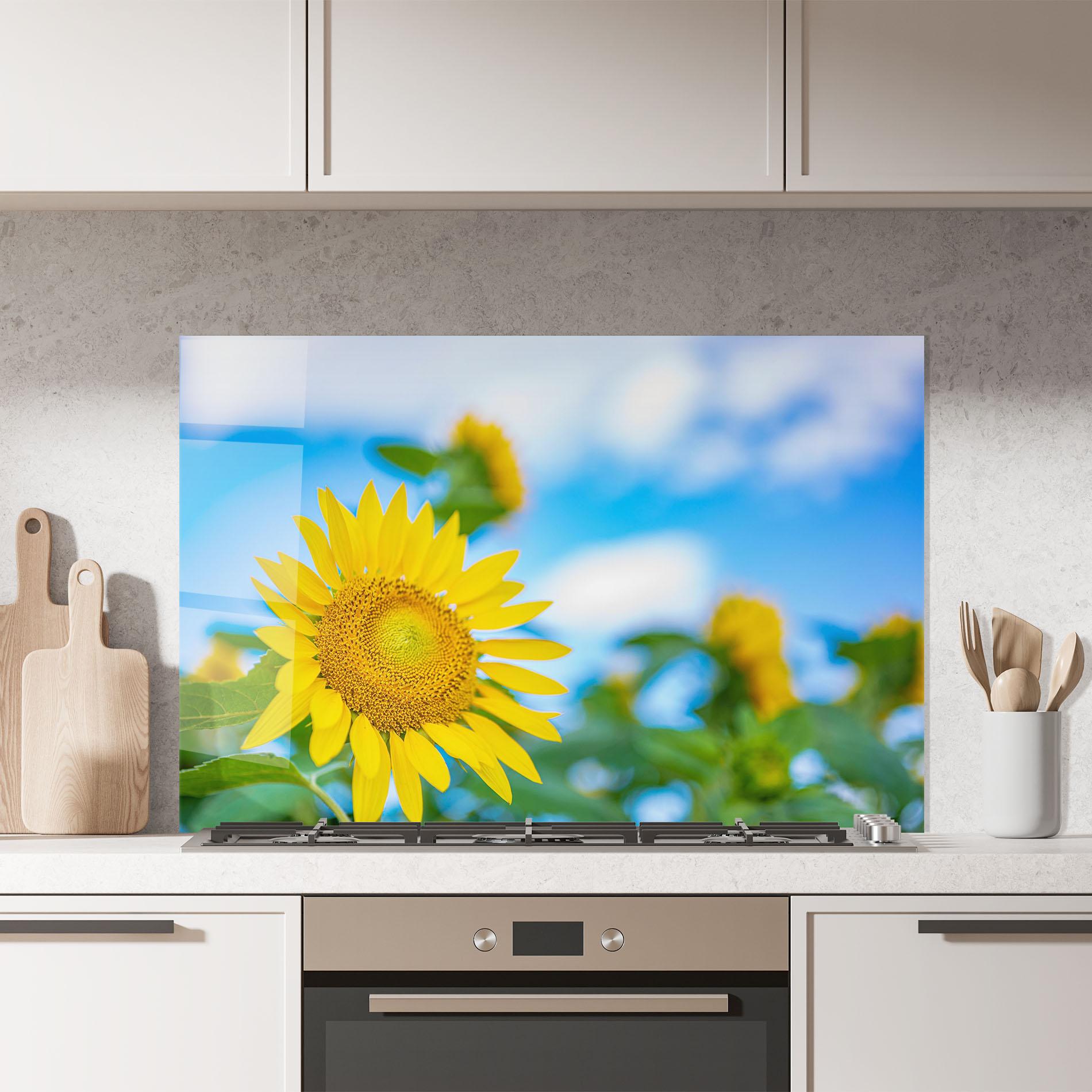 Стъклен панел за кухня Sunflower Sky mockup 7