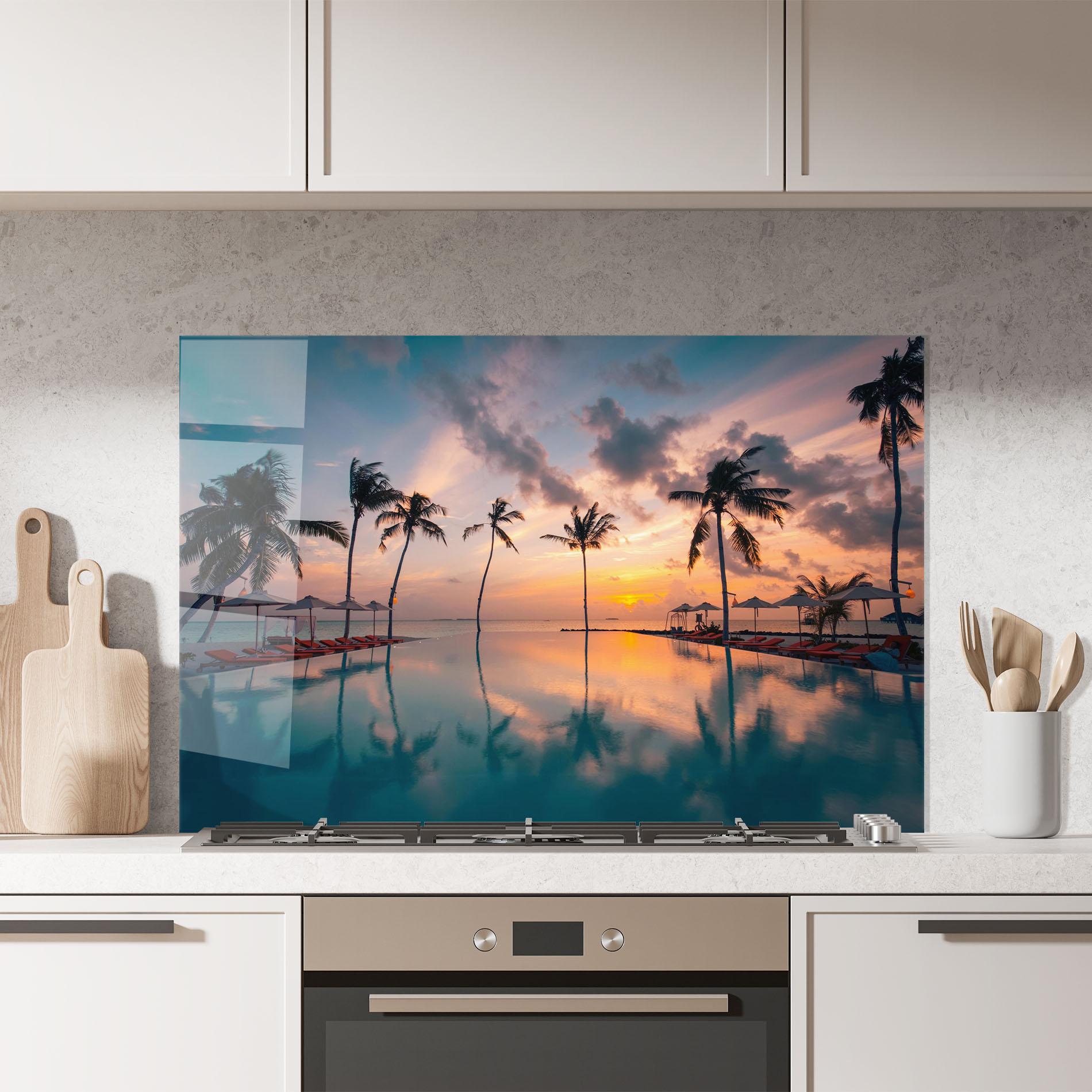 Стъклен панел за кухня Tropical Beach mockup 7