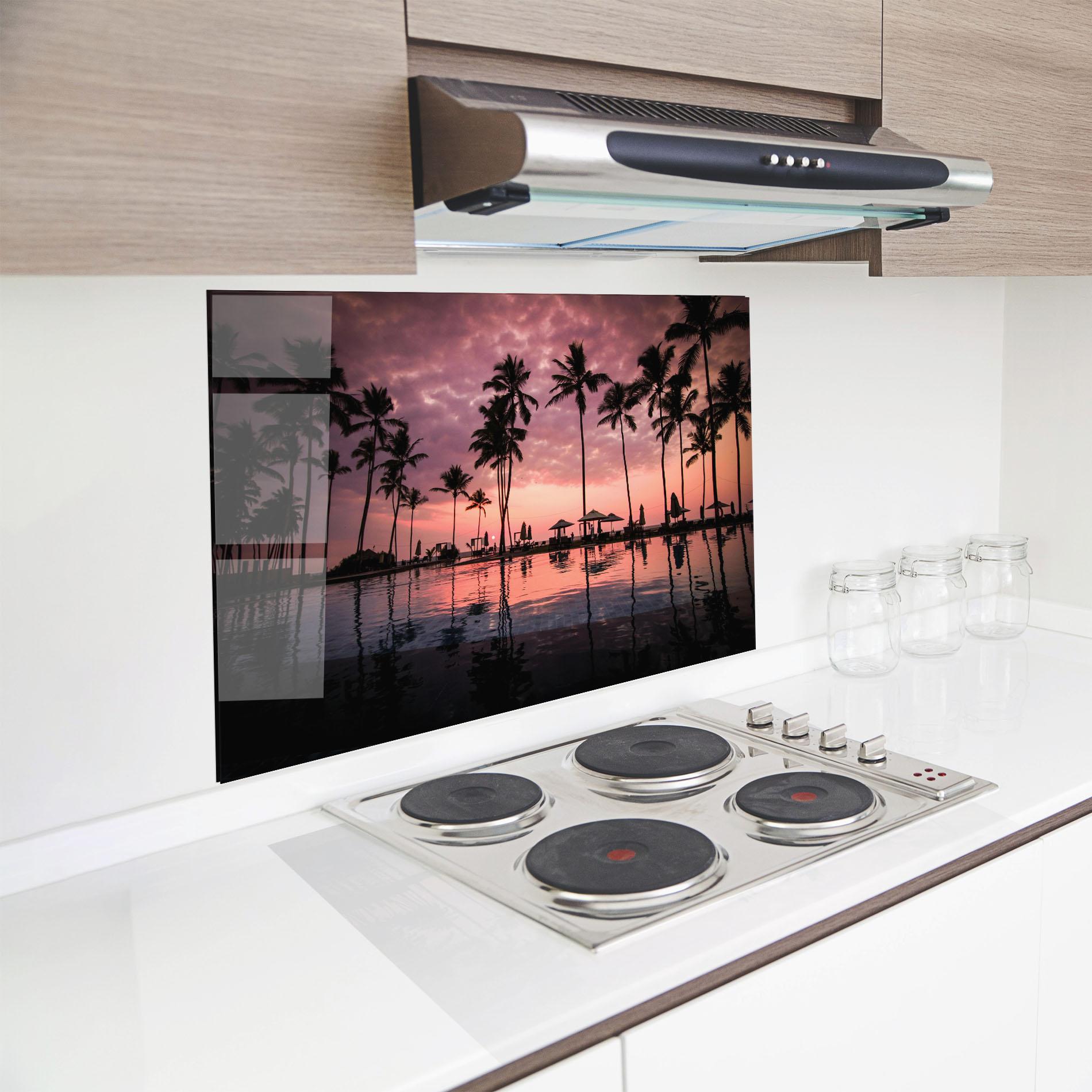 Стъклен панел за кухня Purple Sunset mockup 8