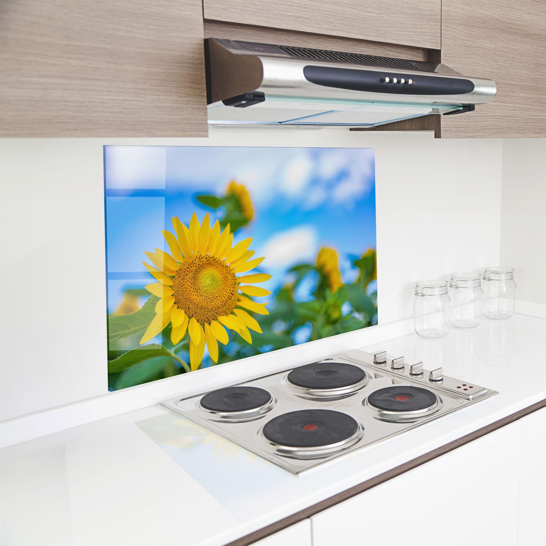 Стъклен панел за кухня Sunflower Sky mockup 8