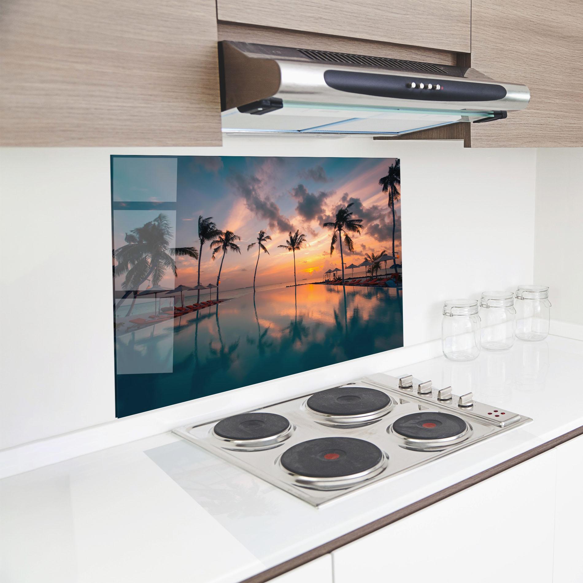 Стъклен панел за кухня Tropical Beach mockup 8