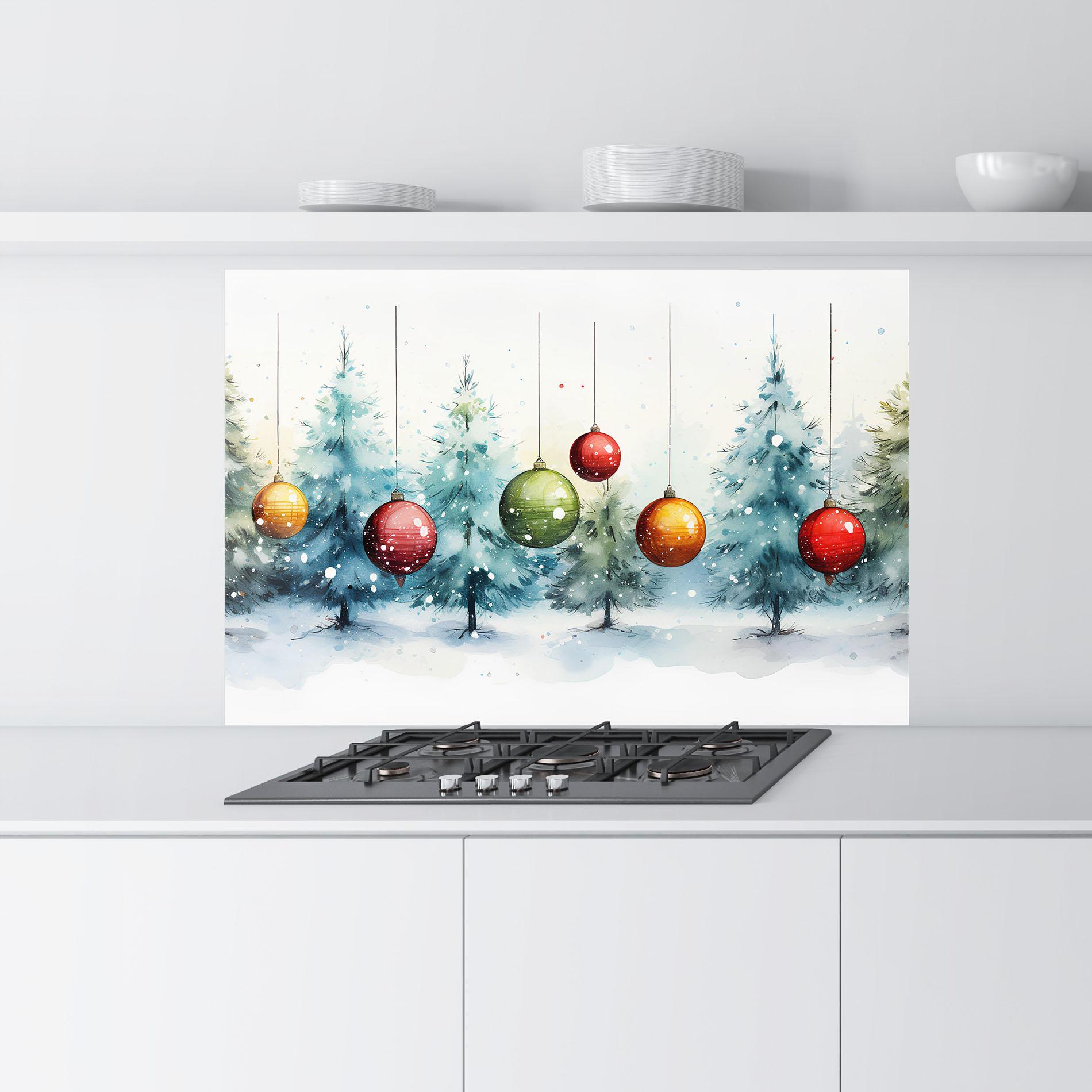 Стъклен панел за кухня Christmas Tree Painting mockup 9