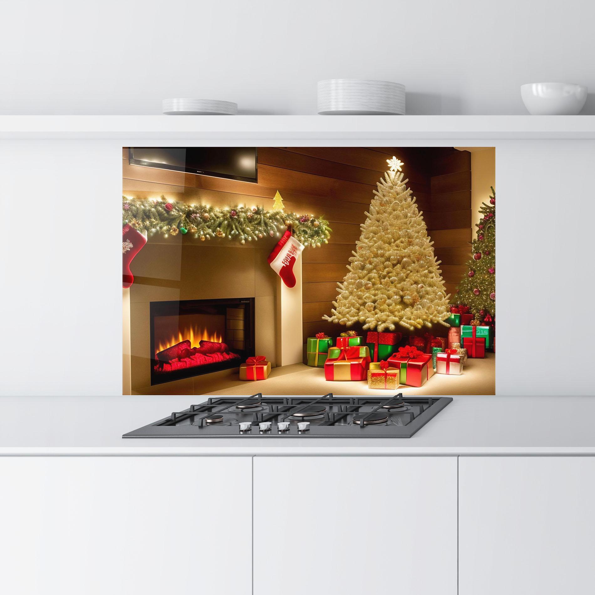 Стъклен панел за кухня Decorated Christmas Tree mockup 9