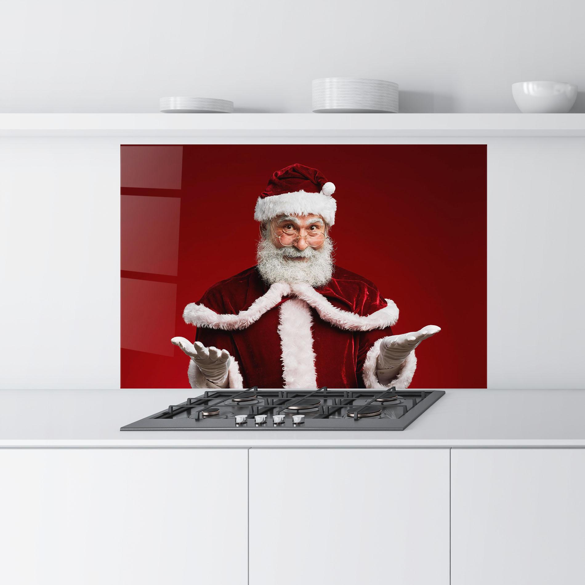 Стъклен панел за кухня Santa Welcoming You mockup 9