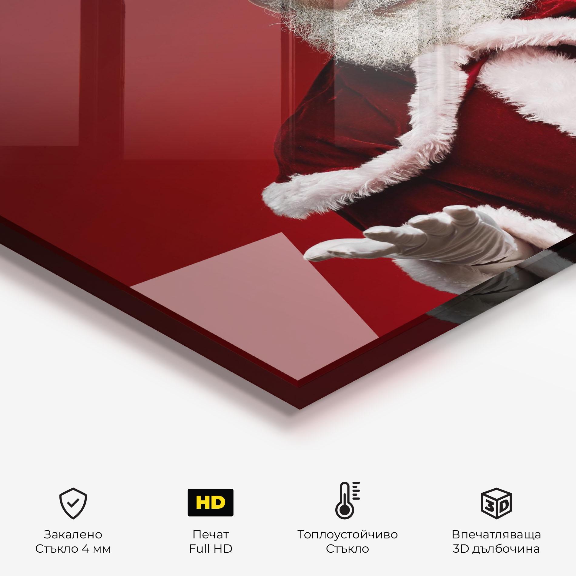Стъклен панел за кухня Santa Welcoming You mockup 2