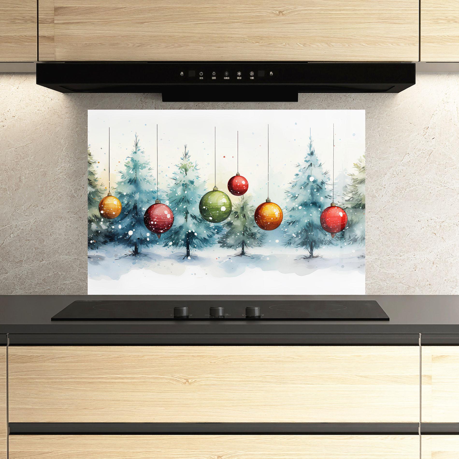 Стъклен панел за кухня Christmas Tree Painting mockup 3