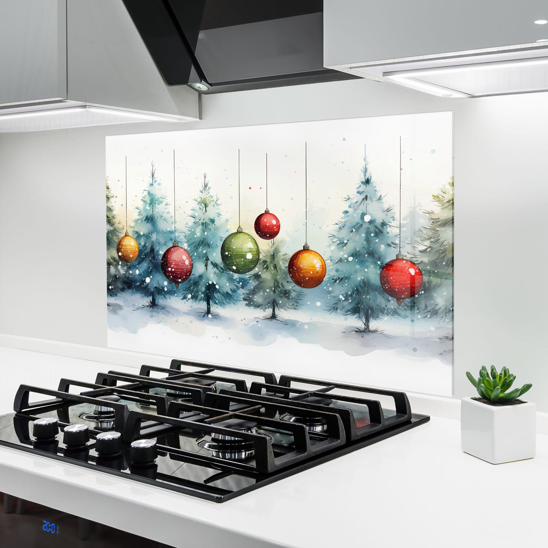 Стъклен панел за кухня Christmas Tree Painting mockup 6