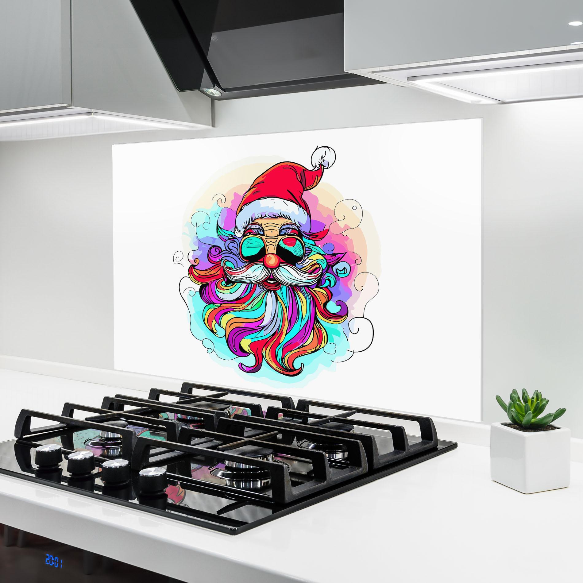 Стъклен панел за кухня Colorful Santa mockup 6