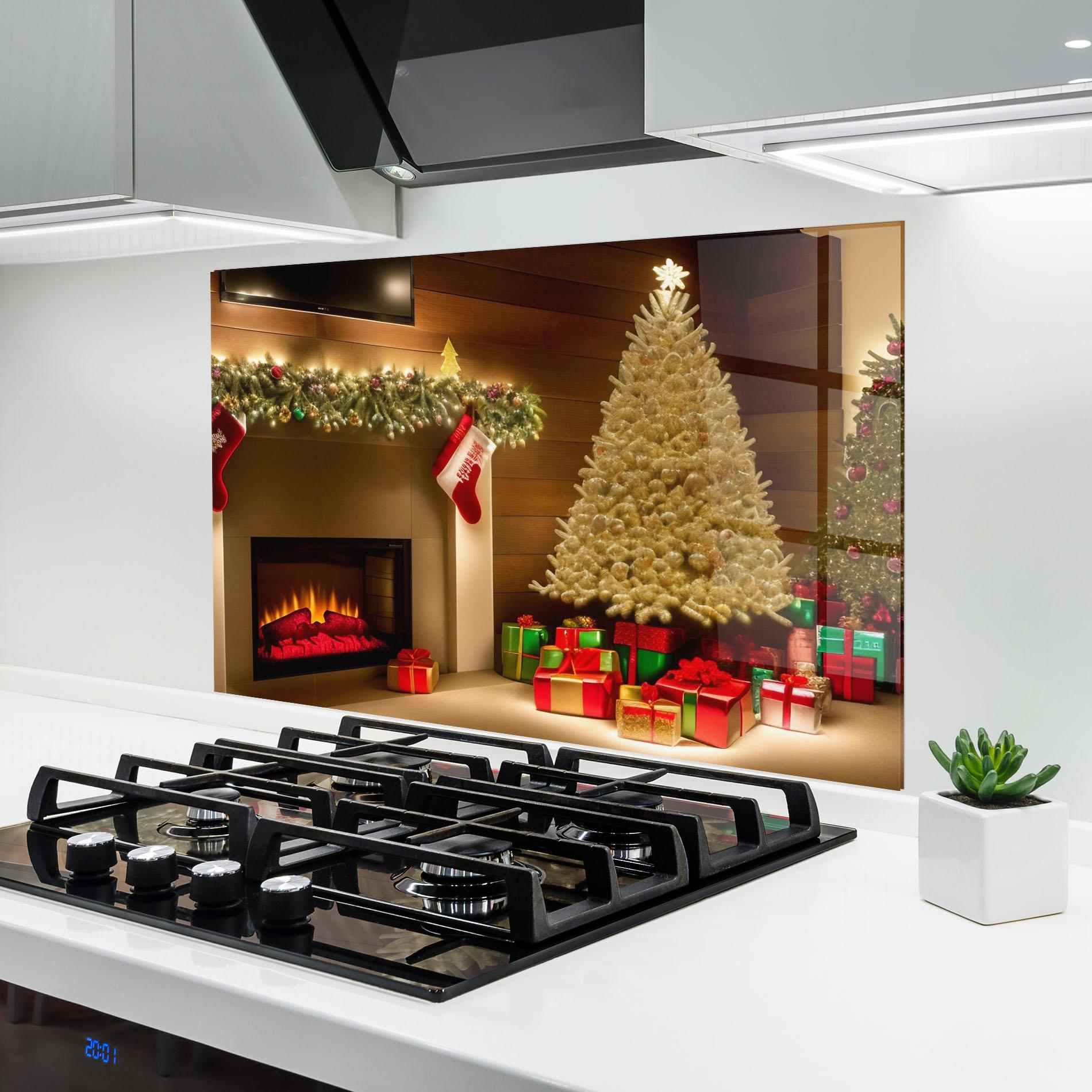 Стъклен панел за кухня Decorated Christmas Tree mockup 6
