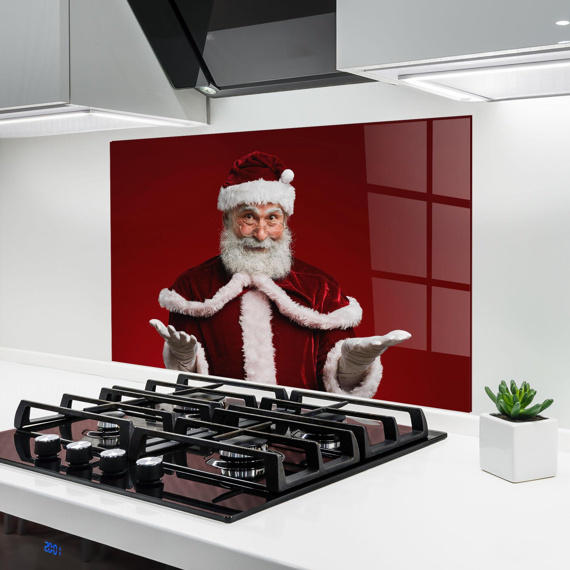 Стъклен панел за кухня Santa Welcoming You mockup 6
