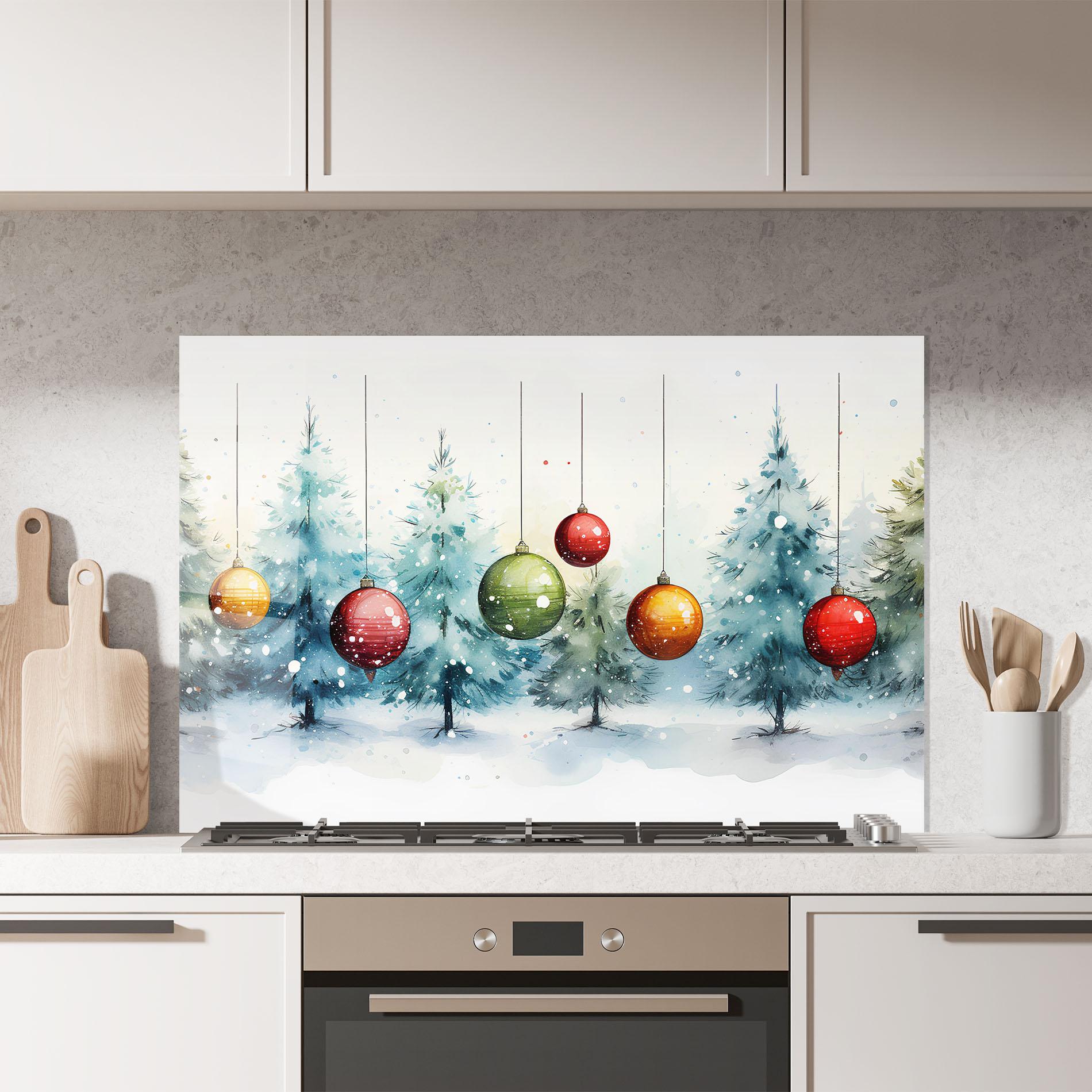 Стъклен панел за кухня Christmas Tree Painting mockup 7