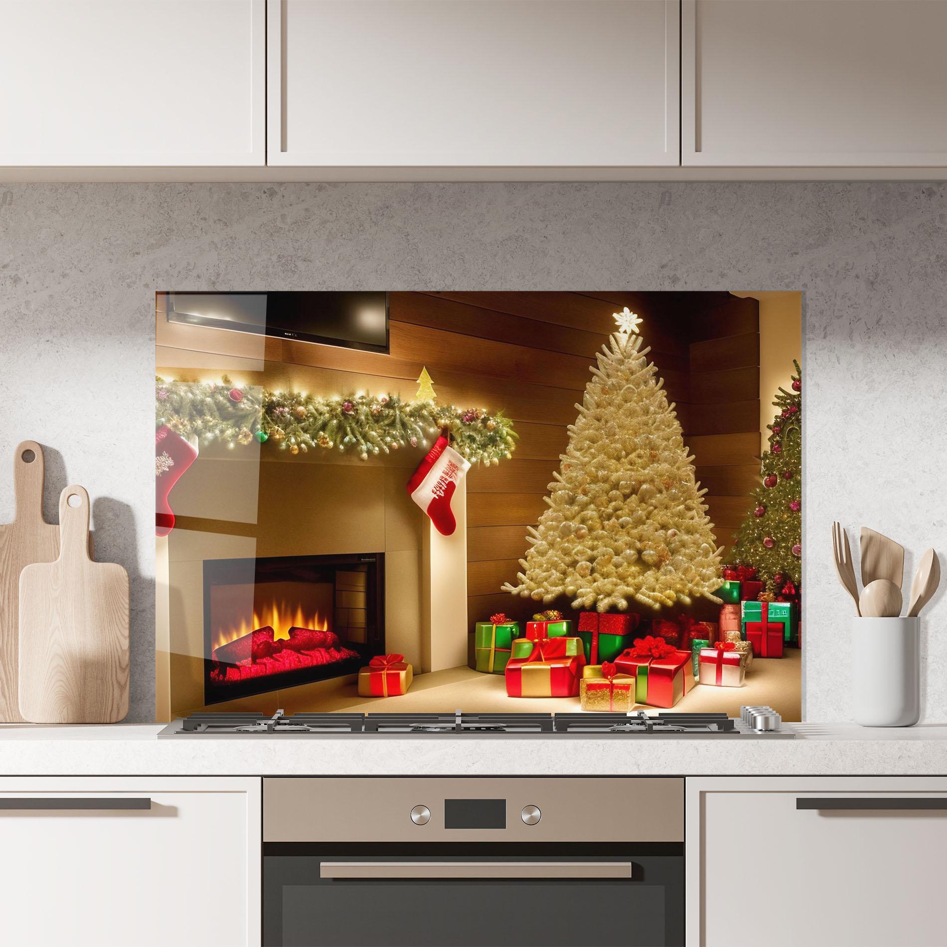 Стъклен панел за кухня Decorated Christmas Tree mockup 7