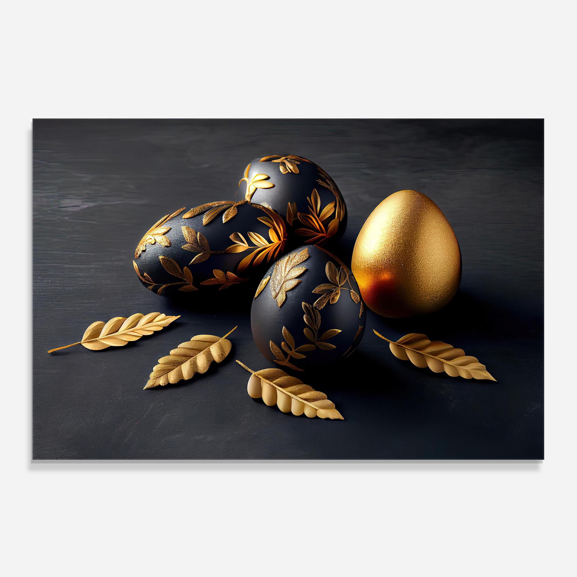 Стъклен панел за кухня Black Gold Egs mockup 0