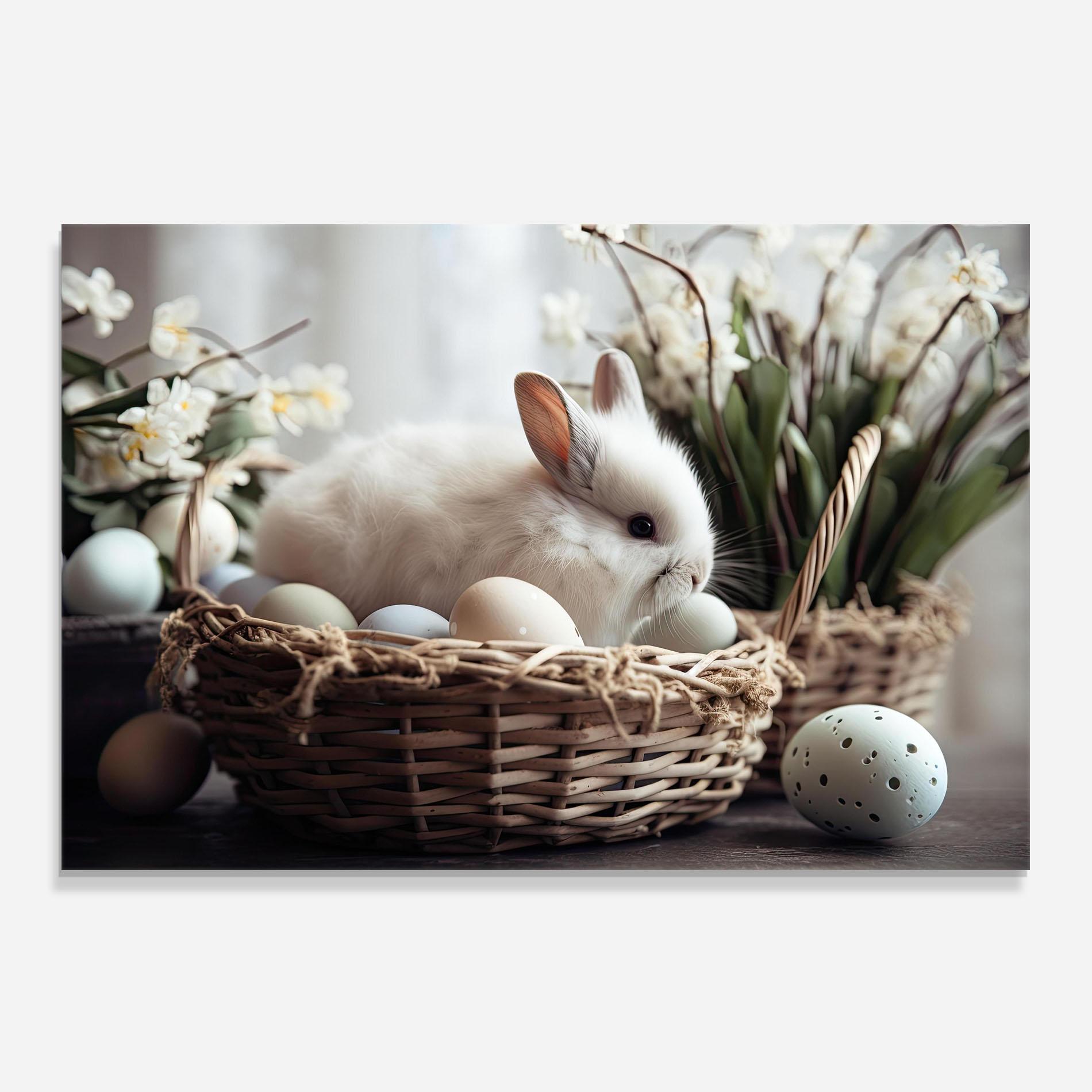 Стъклен панел за кухня Cute White Easter Eggs mockup 0