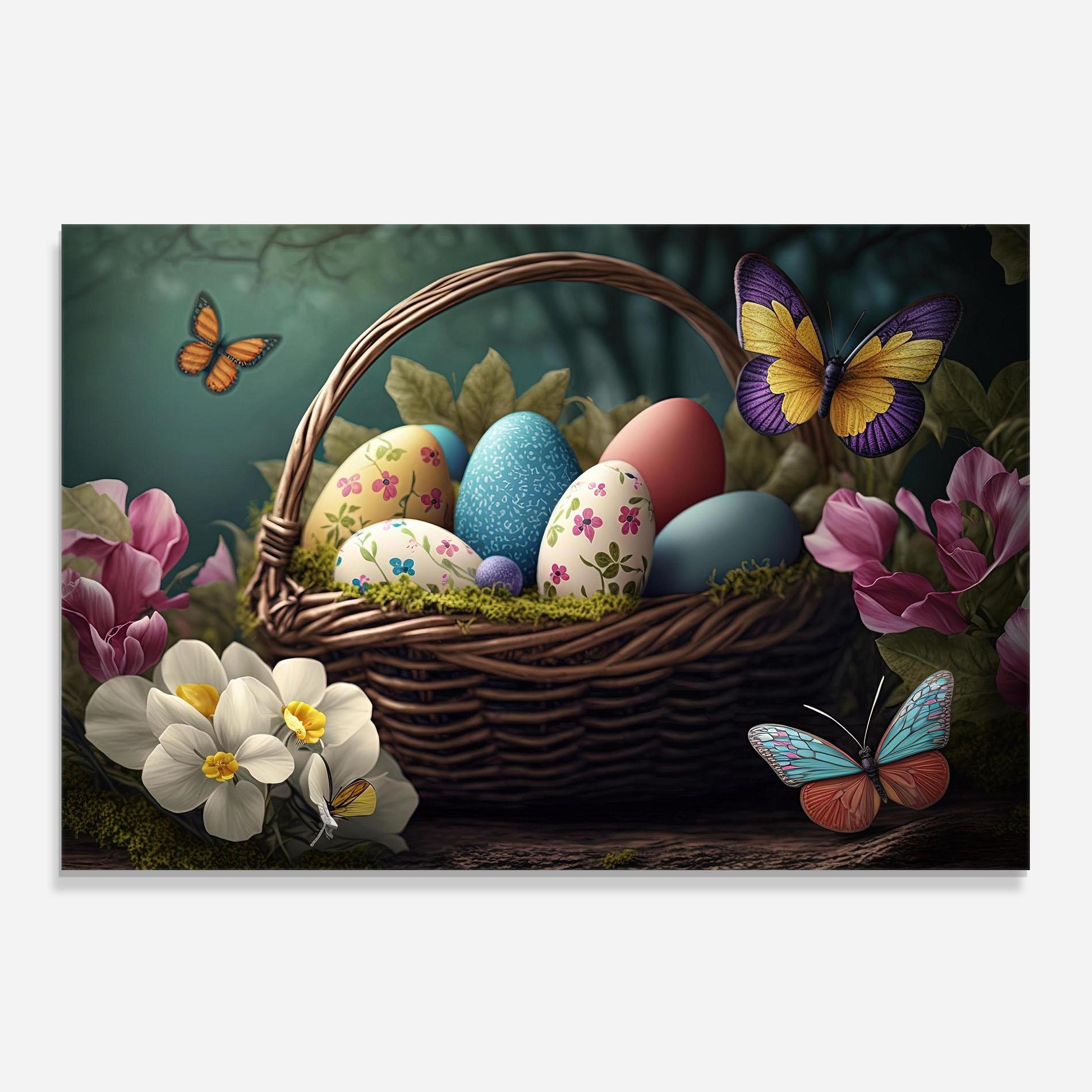 Стъклен панел за кухня Easter Eggs Butterfly mockup 0