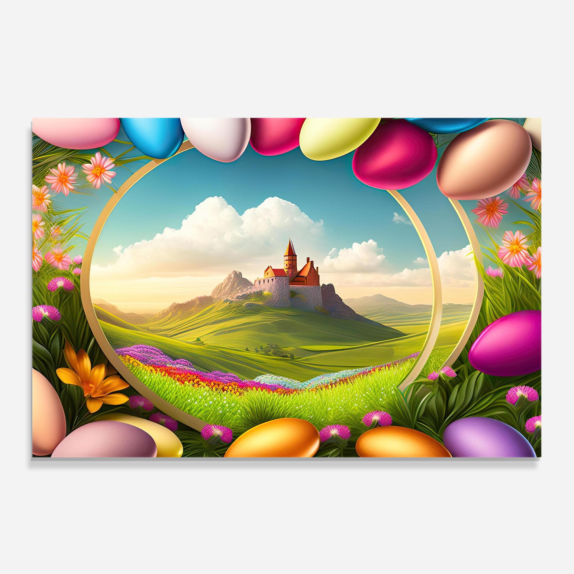 Стъклен панел за кухня Easter Eggs Castle mockup 0