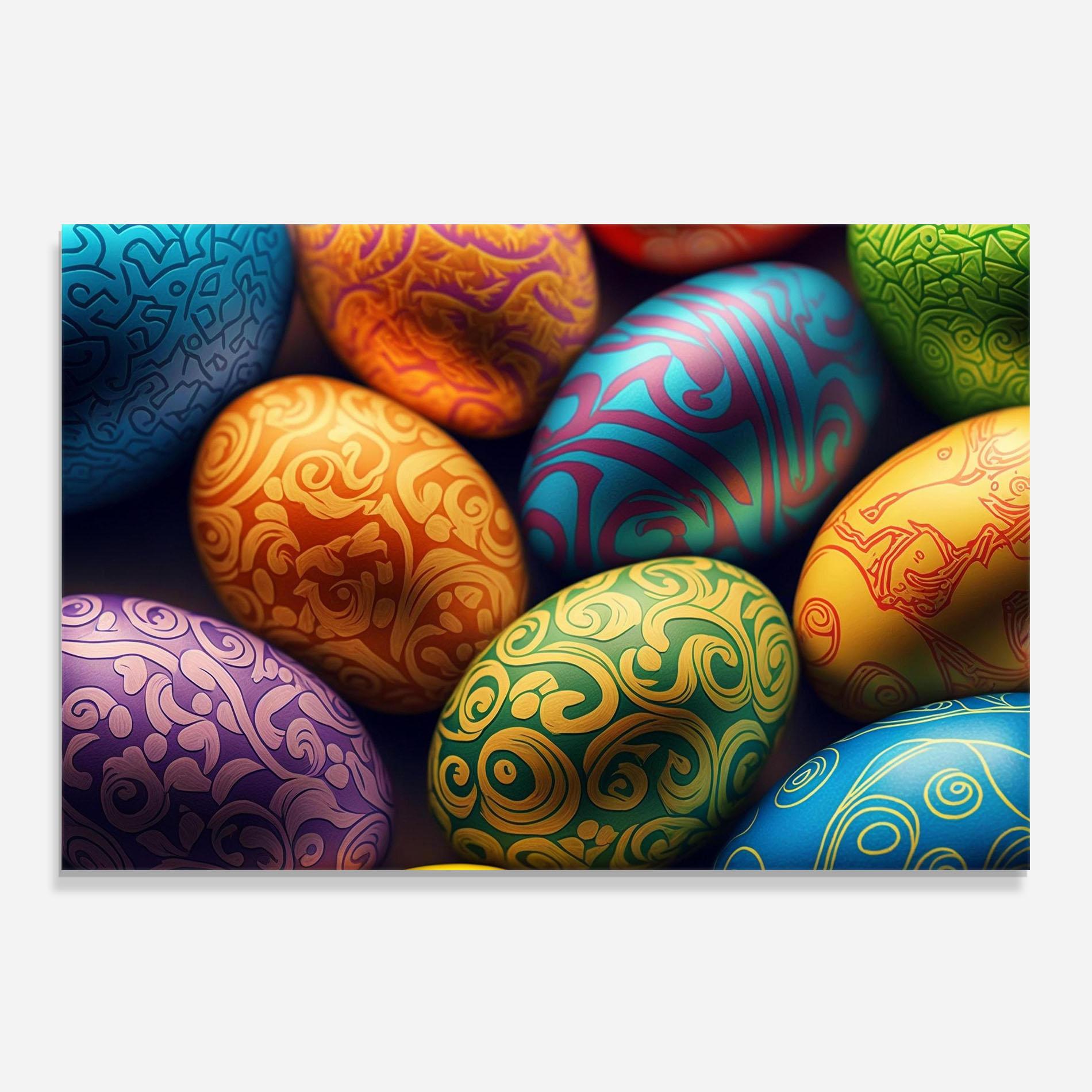 Стъклен панел за кухня Orange Green Easter Eggs mockup 0