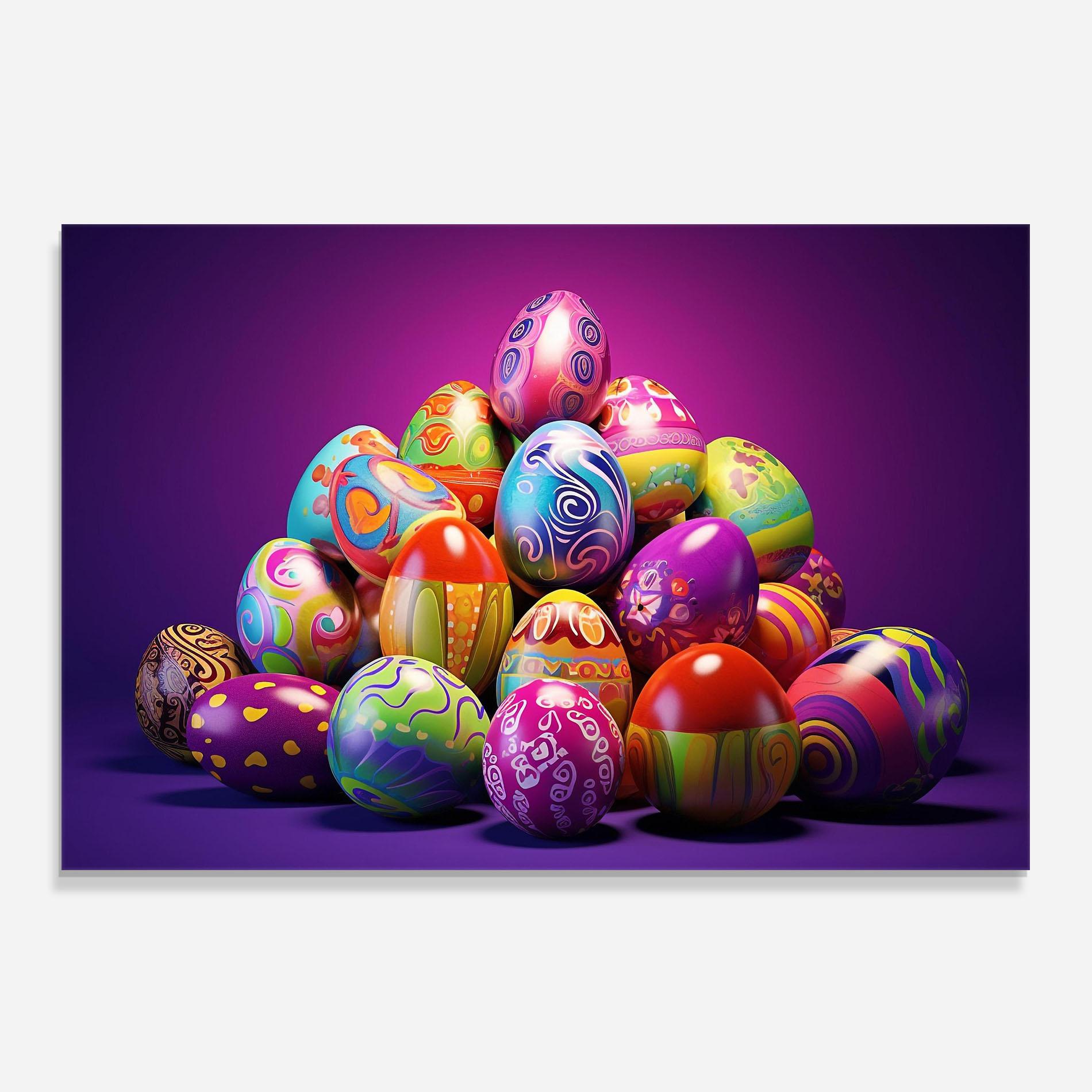 Стъклен панел за кухня Pile Colorful Eggs mockup 0