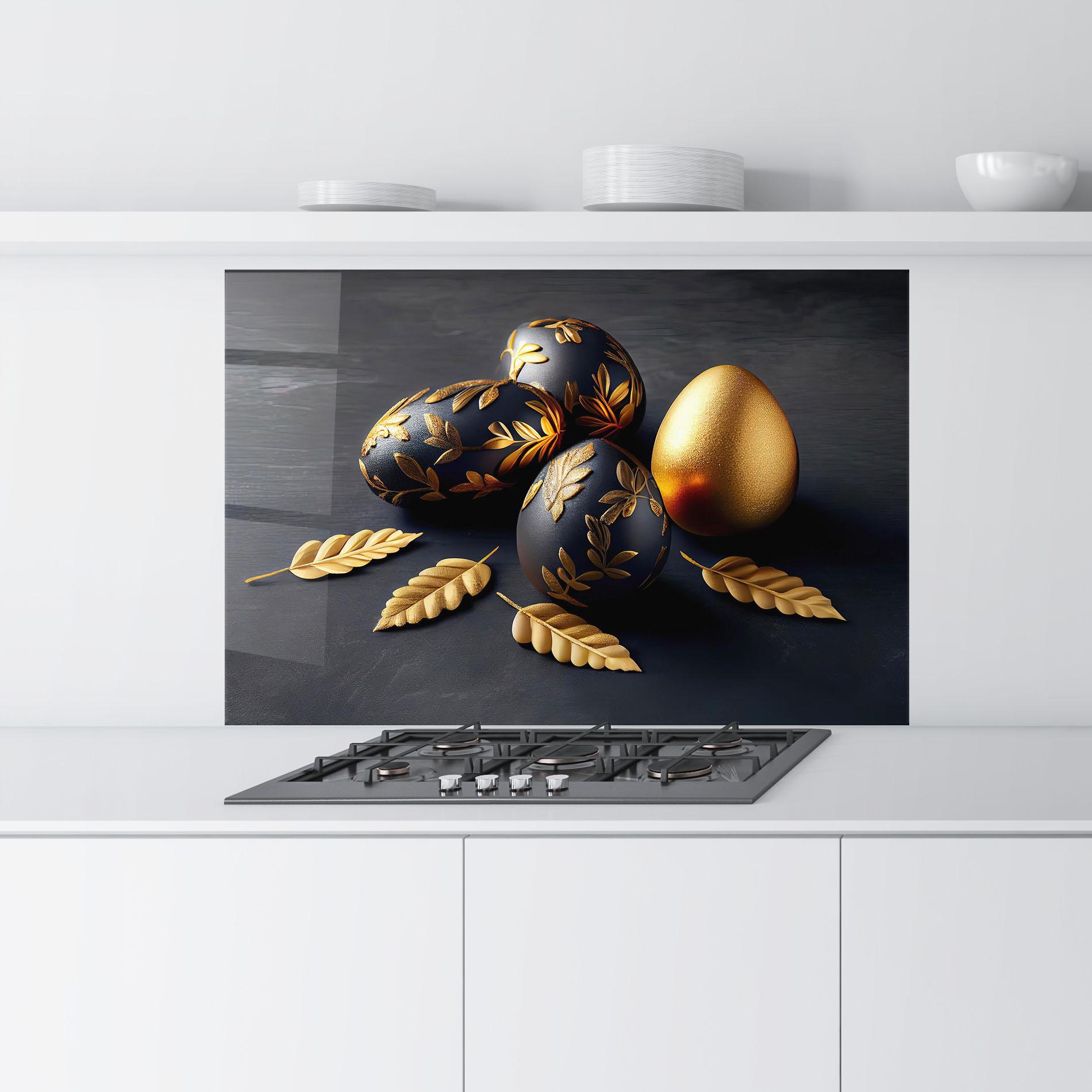 Стъклен панел за кухня Black Gold Egs mockup 9
