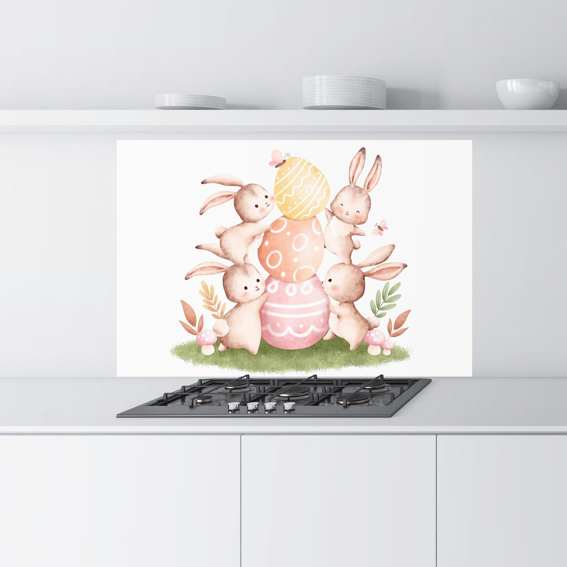 Стъклен панел за кухня Bunny Playing mockup 9