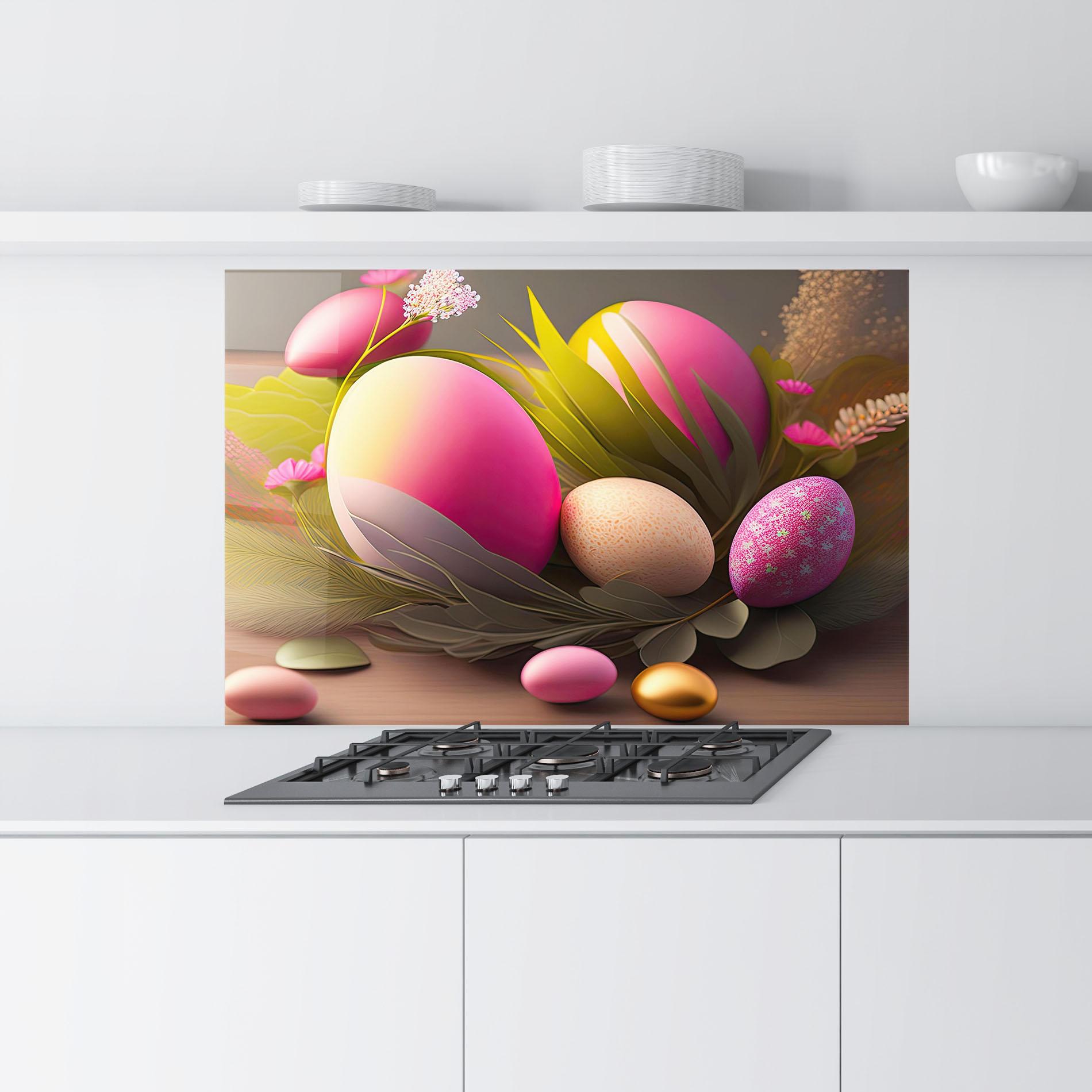 Стъклен панел за кухня Pink Easter Eggs mockup 9