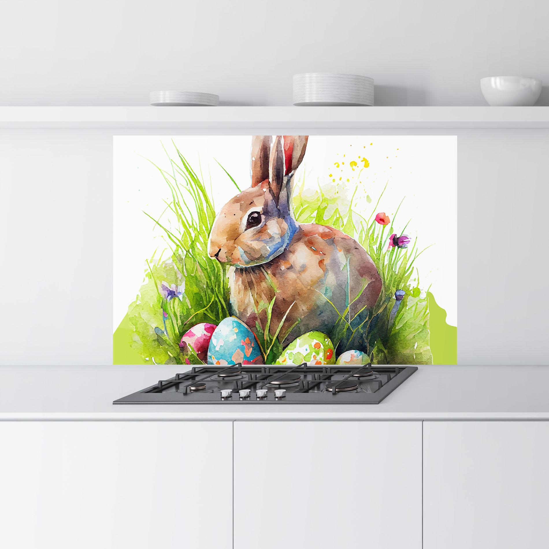 Стъклен панел за кухня Rabbit With Eggs mockup 9