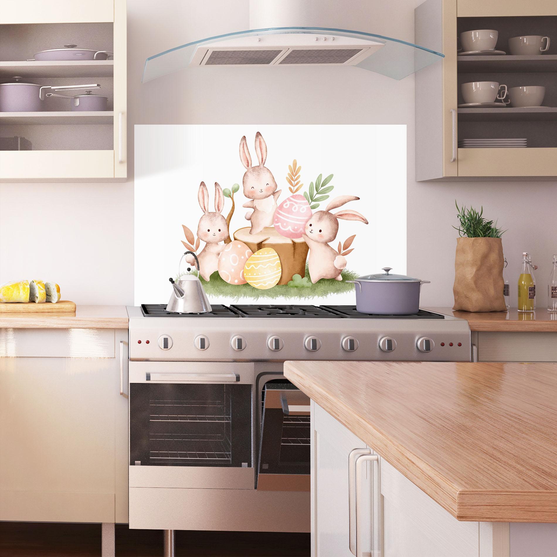 Стъклен панел за кухня Bunny Friends mockup 1