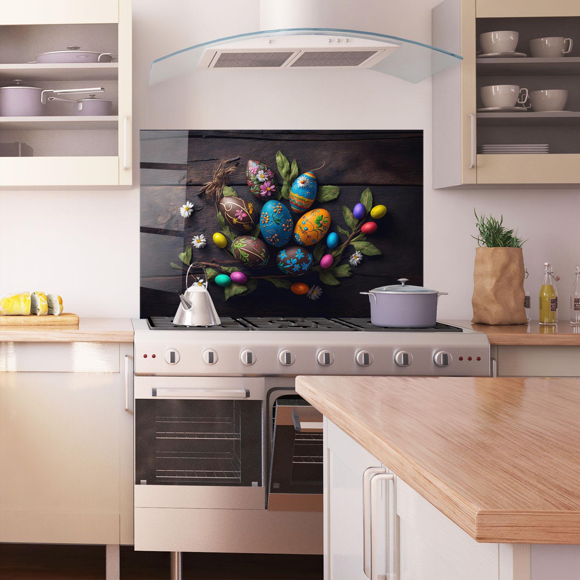 Стъклен панел за кухня Colorful Easter Decarations mockup 1