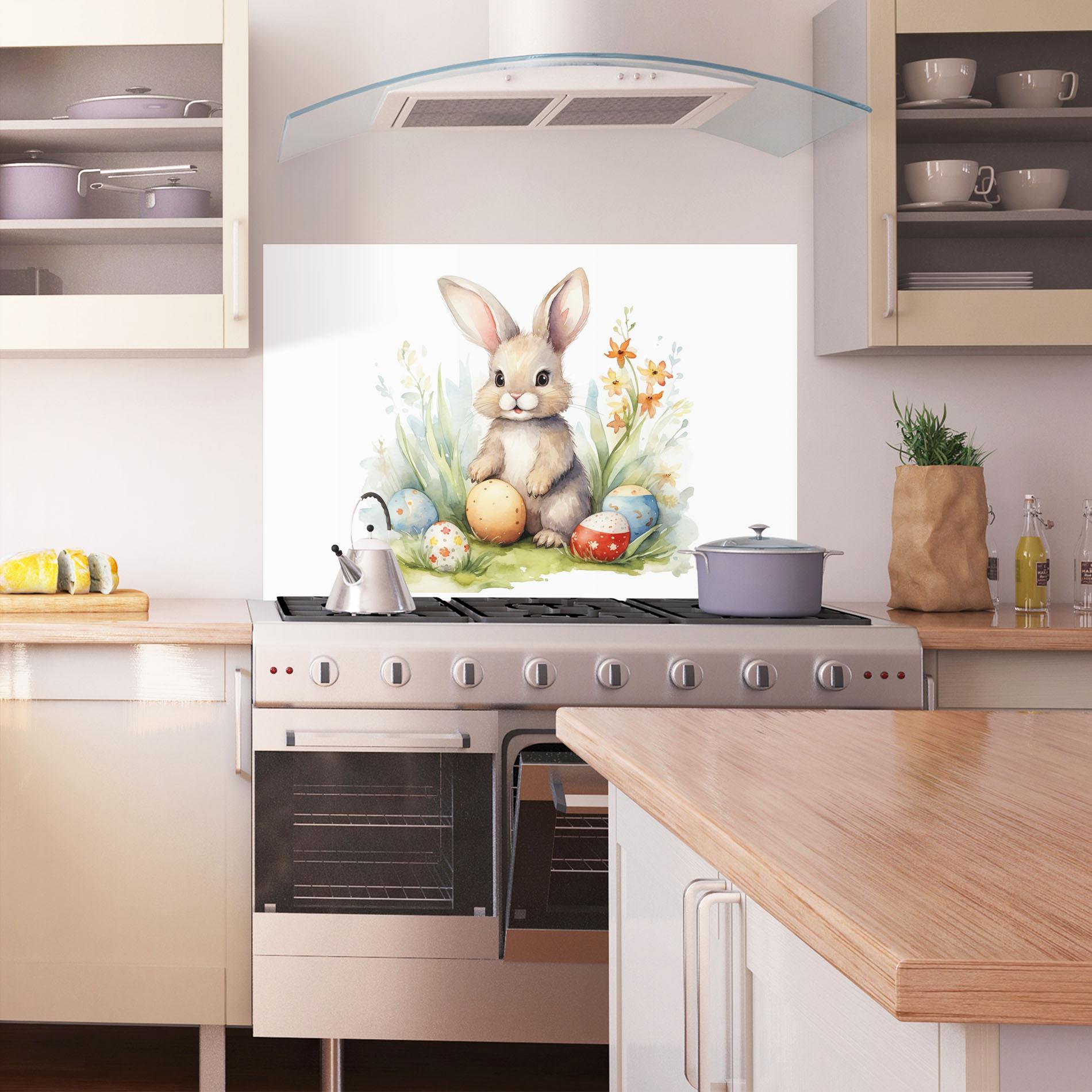 Стъклен панел за кухня Cute Happy Bunny mockup 1