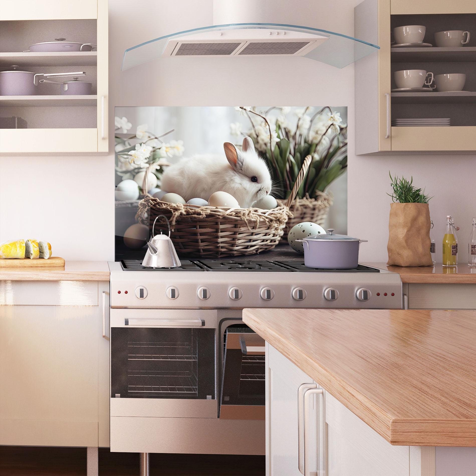 Стъклен панел за кухня Cute White Easter Eggs mockup 1