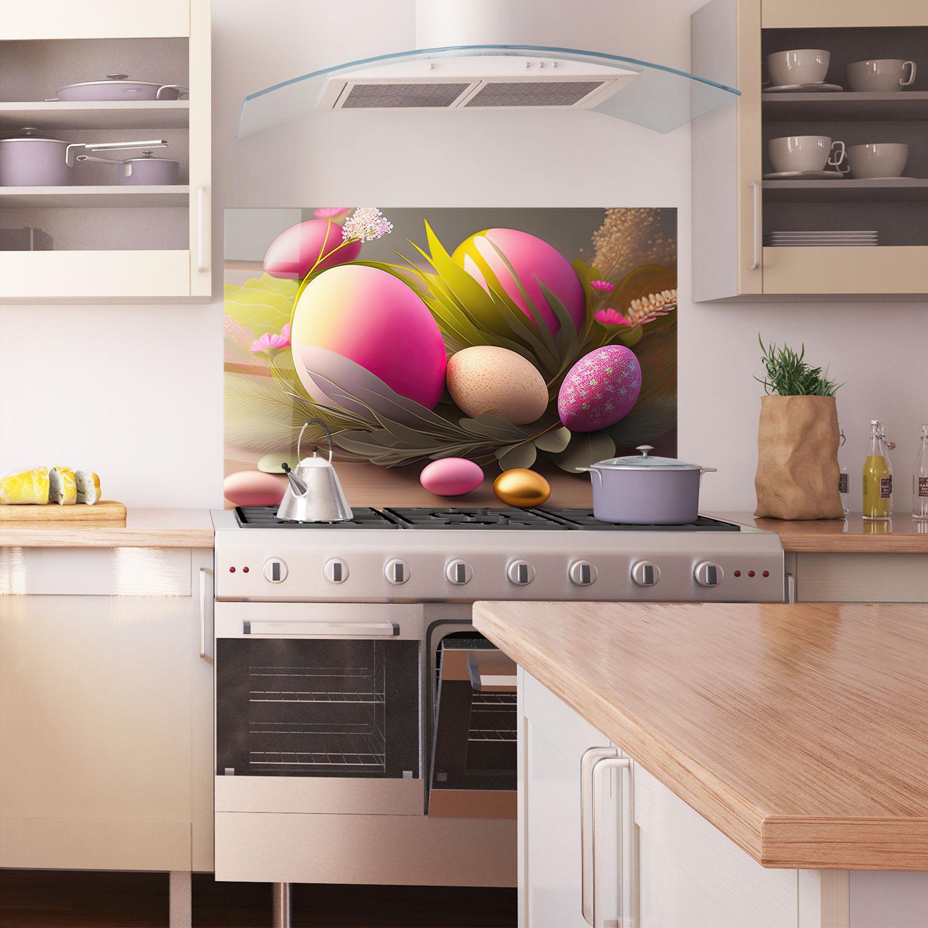 Стъклен панел за кухня Pink Easter Eggs mockup 1