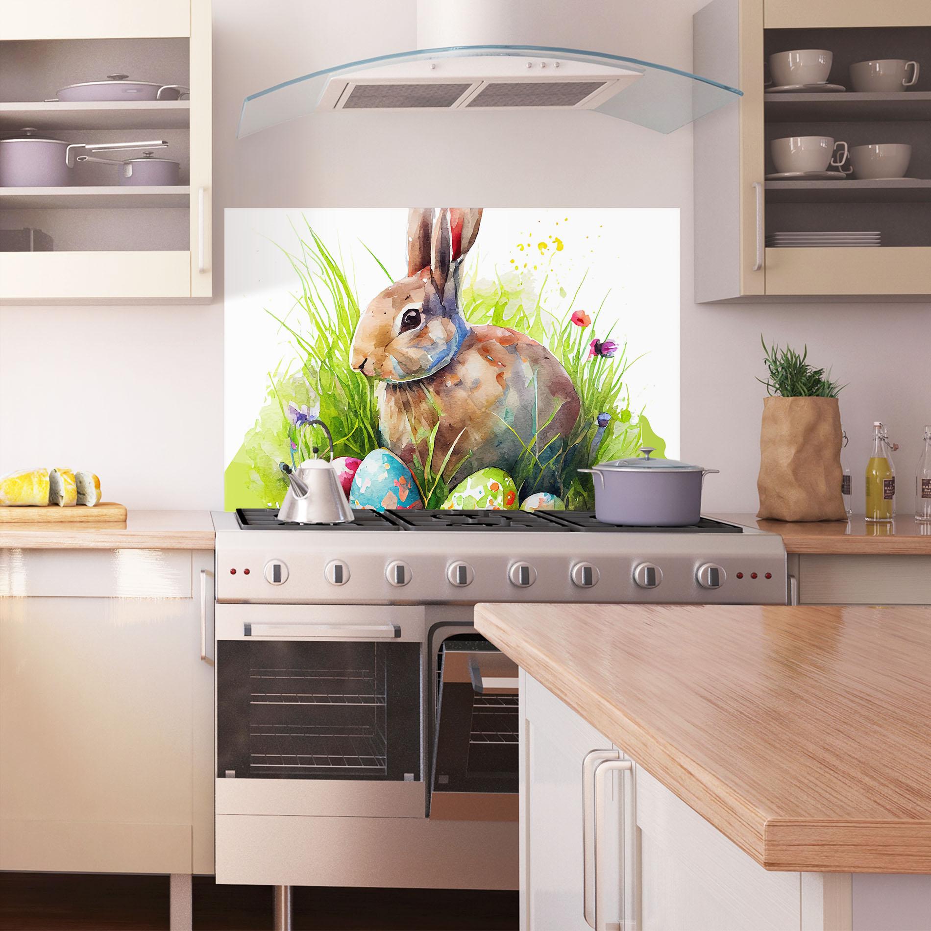 Стъклен панел за кухня Rabbit With Eggs mockup 1