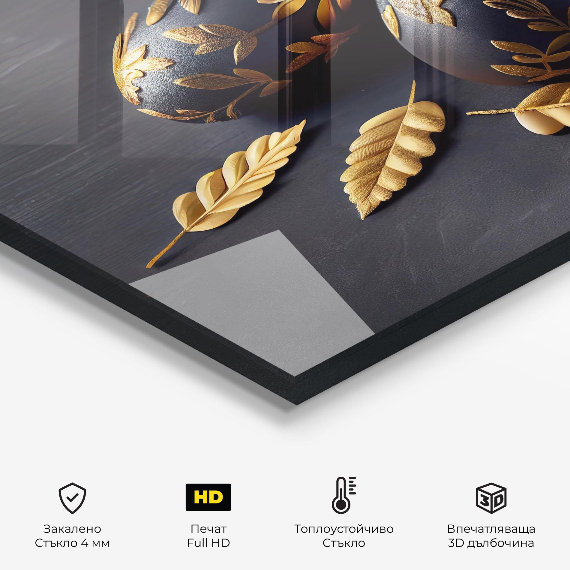 Стъклен панел за кухня Black Gold Egs mockup 2