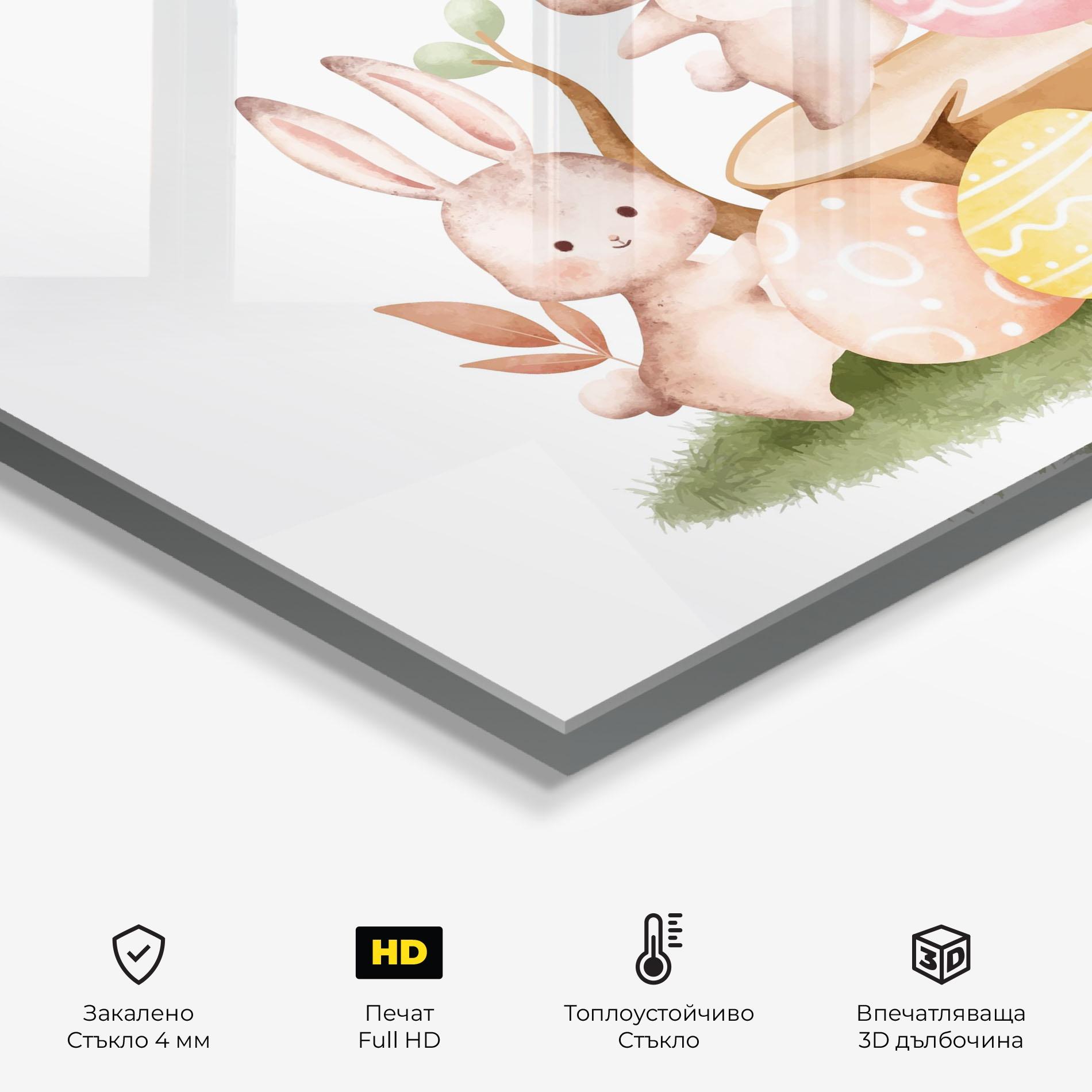Стъклен панел за кухня Bunny Friends mockup 2