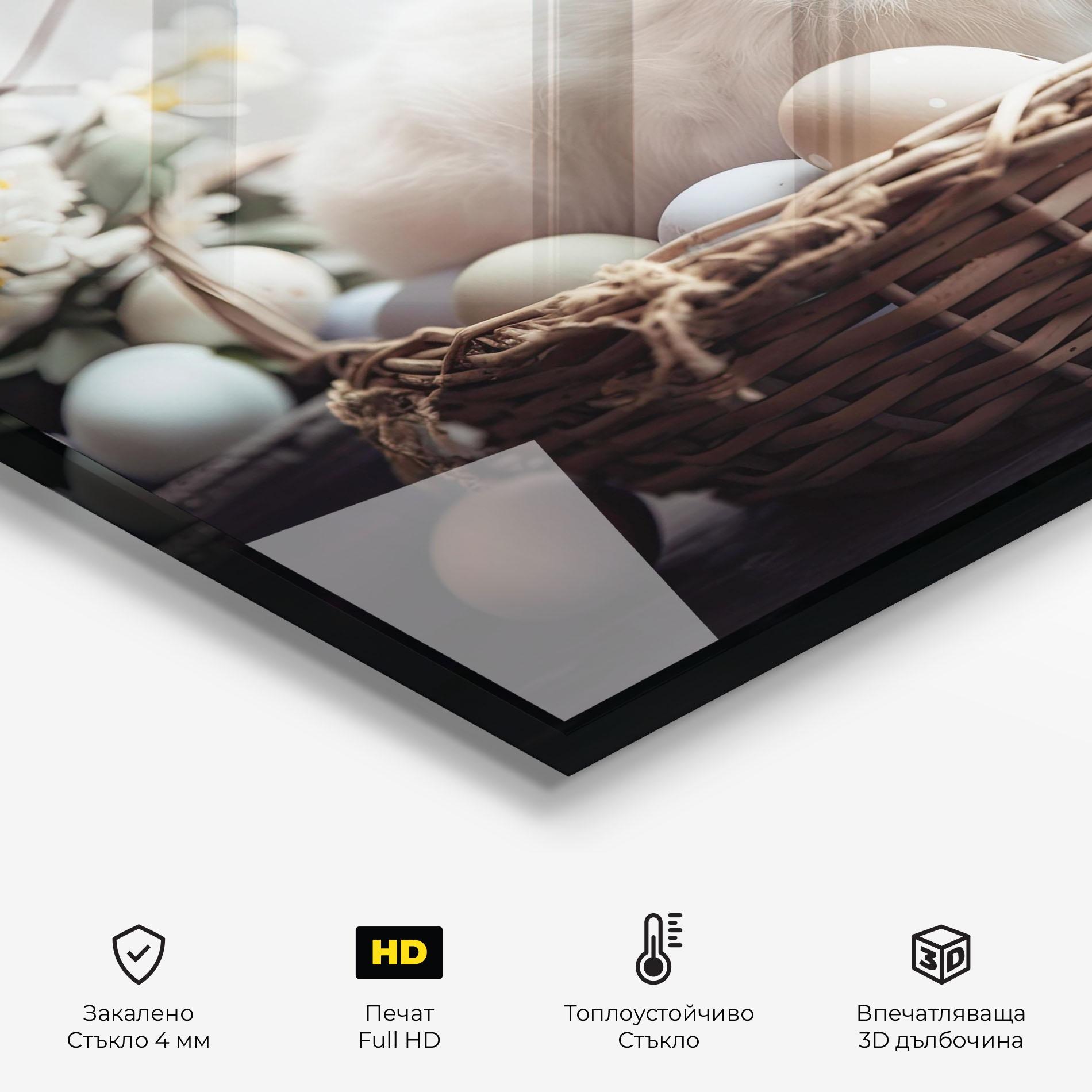 Стъклен панел за кухня Cute White Easter Eggs mockup 2