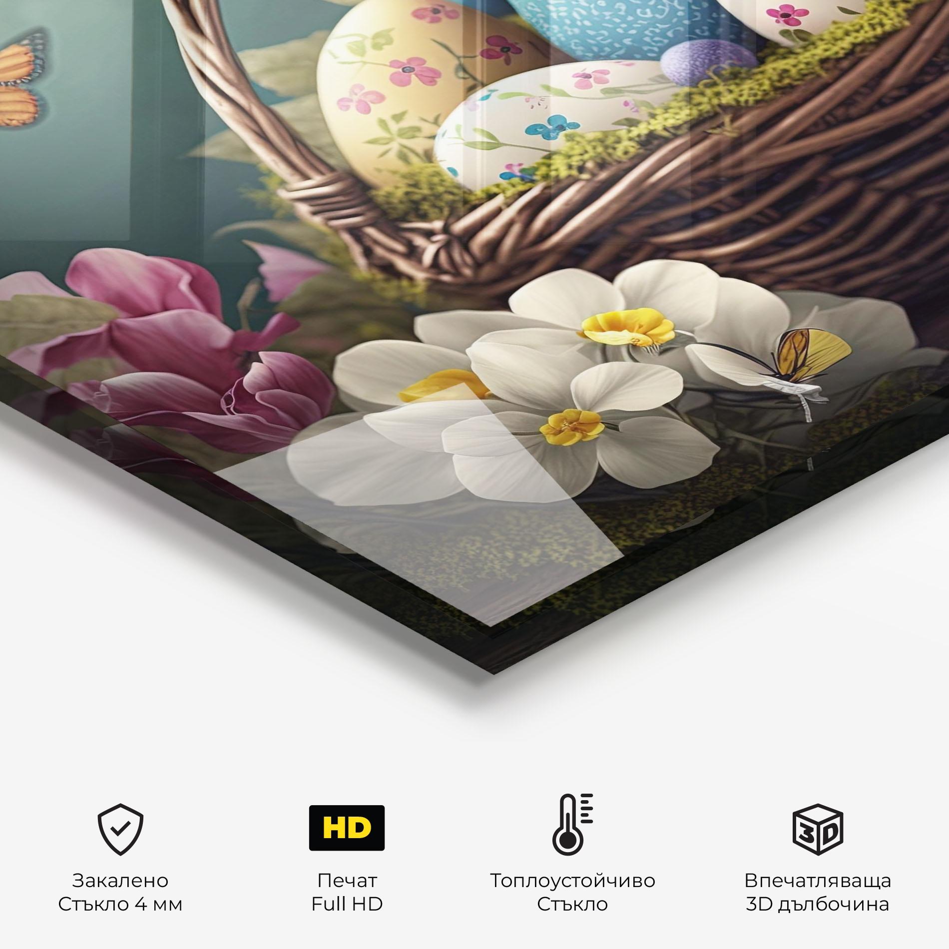 Стъклен панел за кухня Easter Eggs Butterfly mockup 2